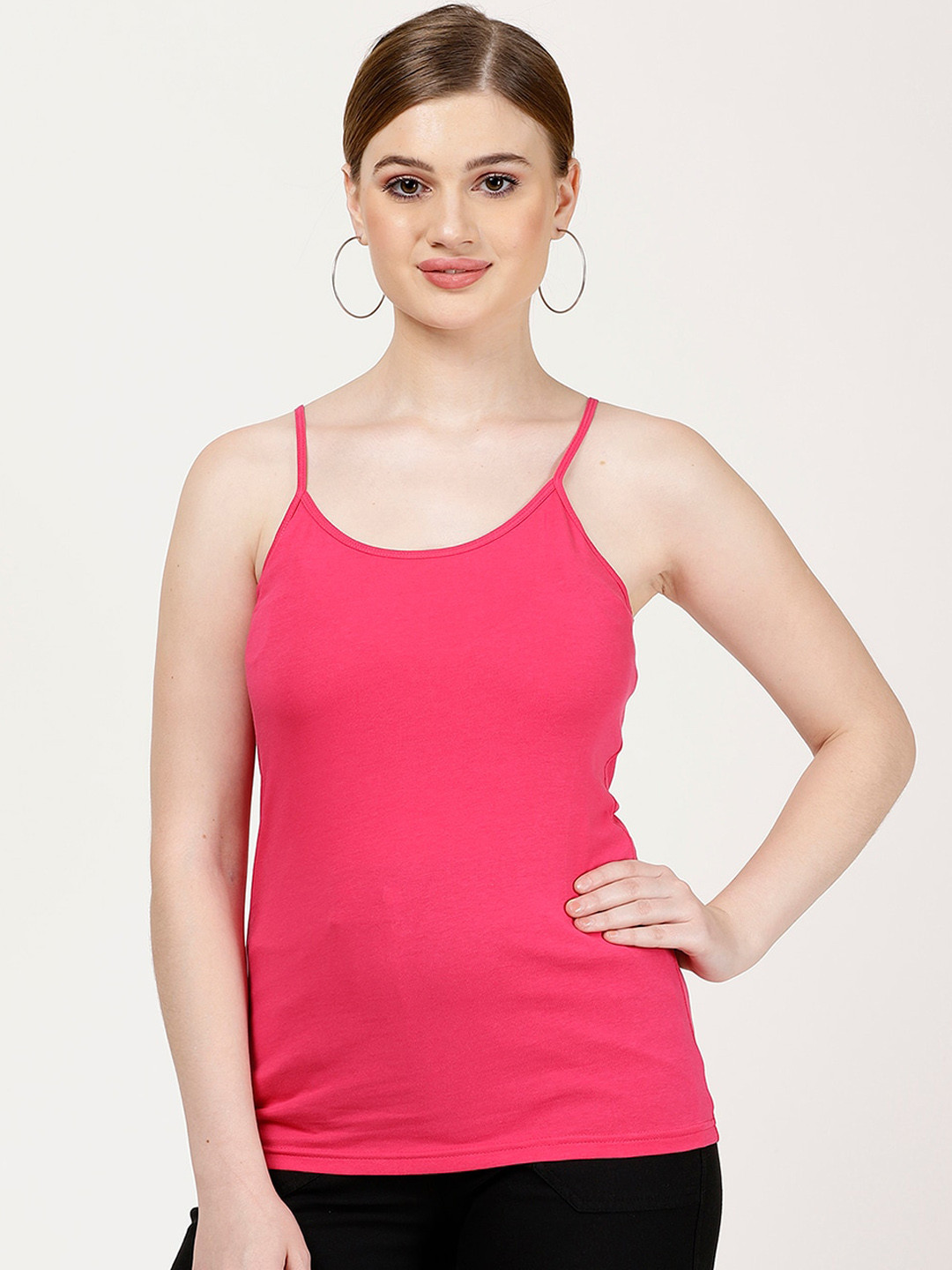

FFU Non-Padded Ribbed Spaghetti Camisoles, Fuchsia