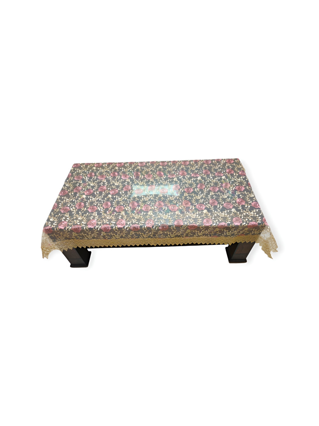 

TANLOOMS Pink Floral 2-Seater Table Cover with Embroidered details