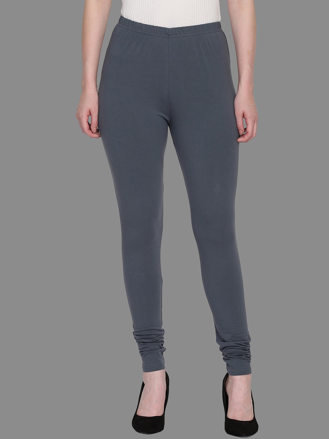 

FFU Women Mid-Rise Churidar-Leggings, Grey melange