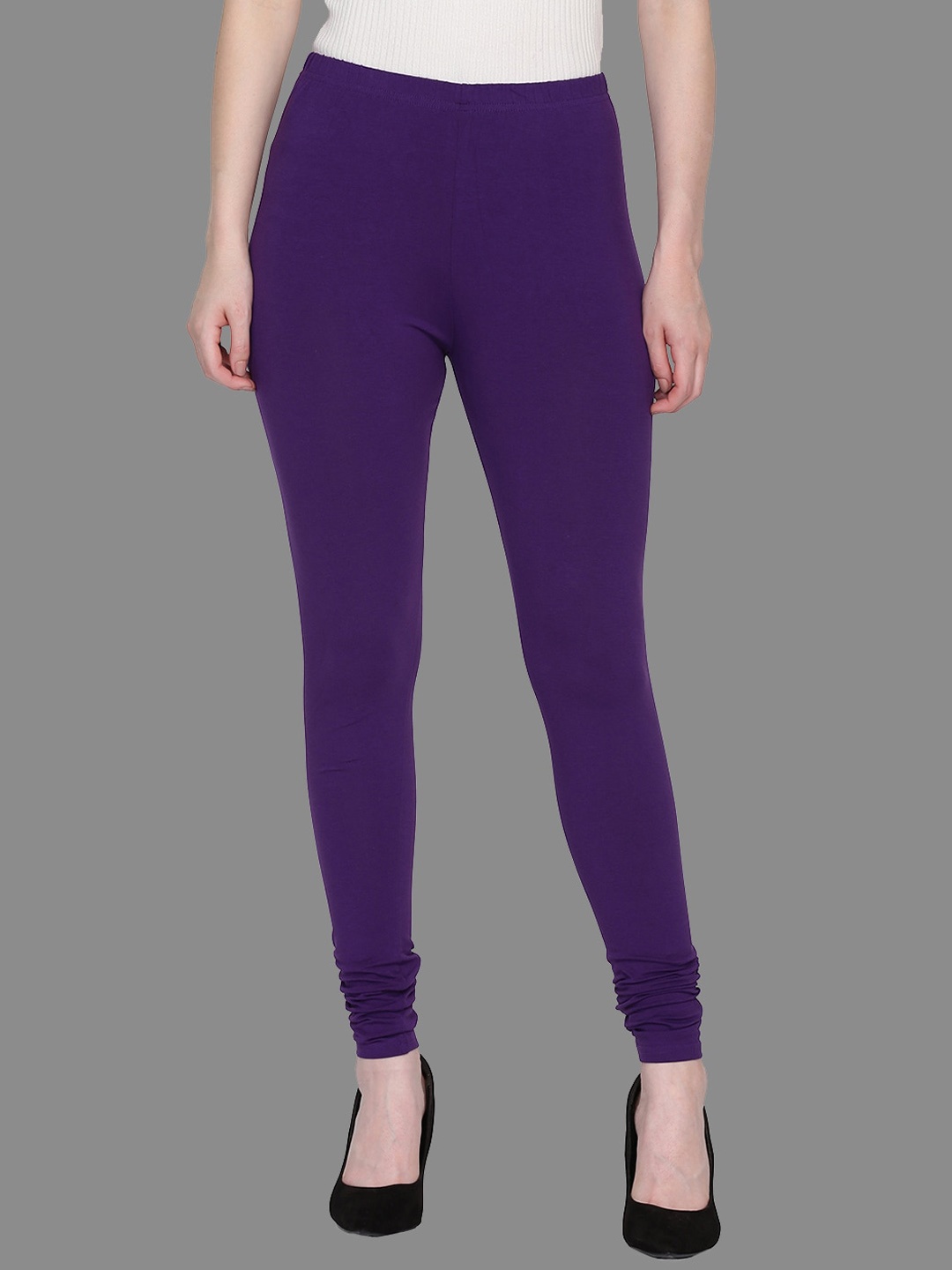

FFU Women Mid-Rise Churidar-Legging Slip-On Leggings, Purple