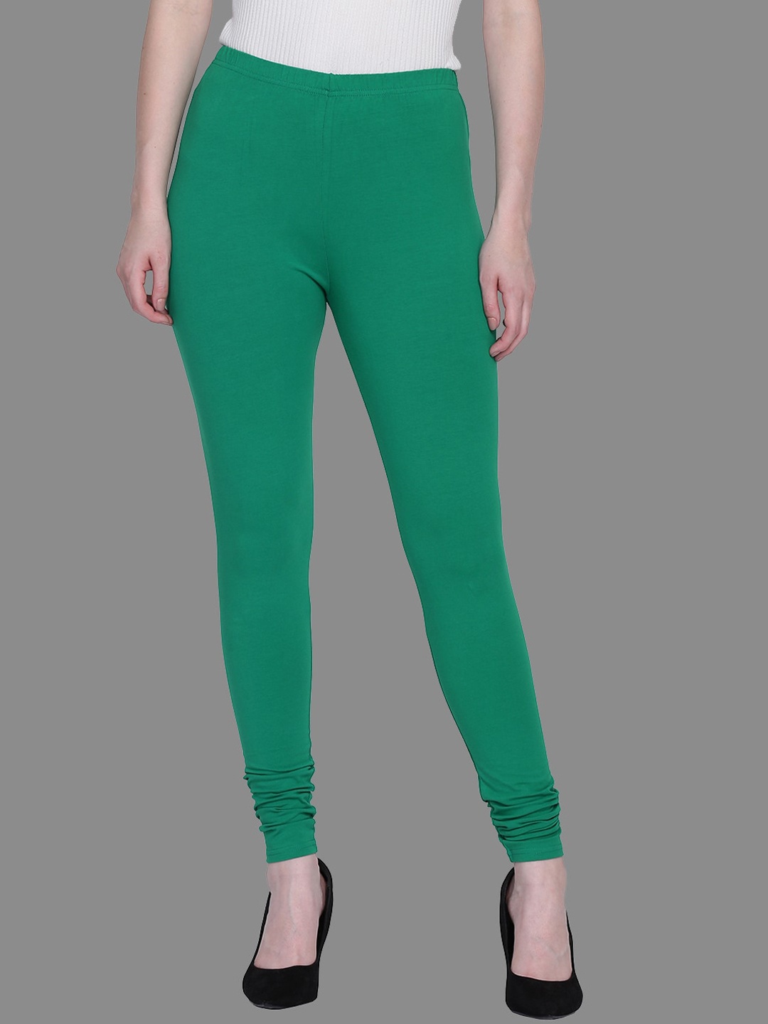 

FFU Slim Fit Churidar-Length Leggings, Green