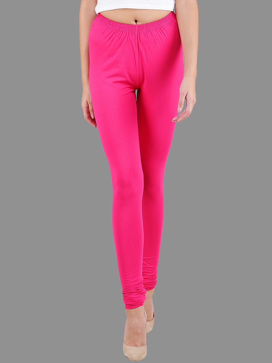 

FFU Slim Fit Mid-Rise Churidar-Length Leggings, Fuchsia