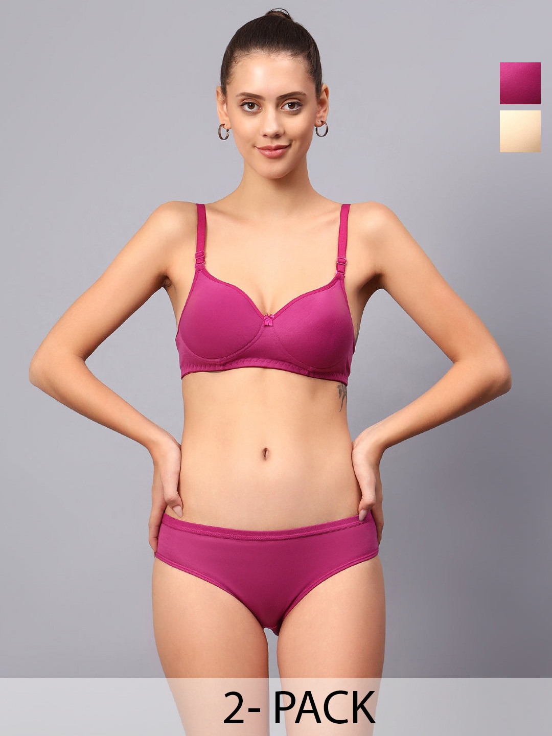

ACCEZORY Pack Of 2 Lightly Padded Lingerie Sets AC-LS2PCDP-30B-Peach