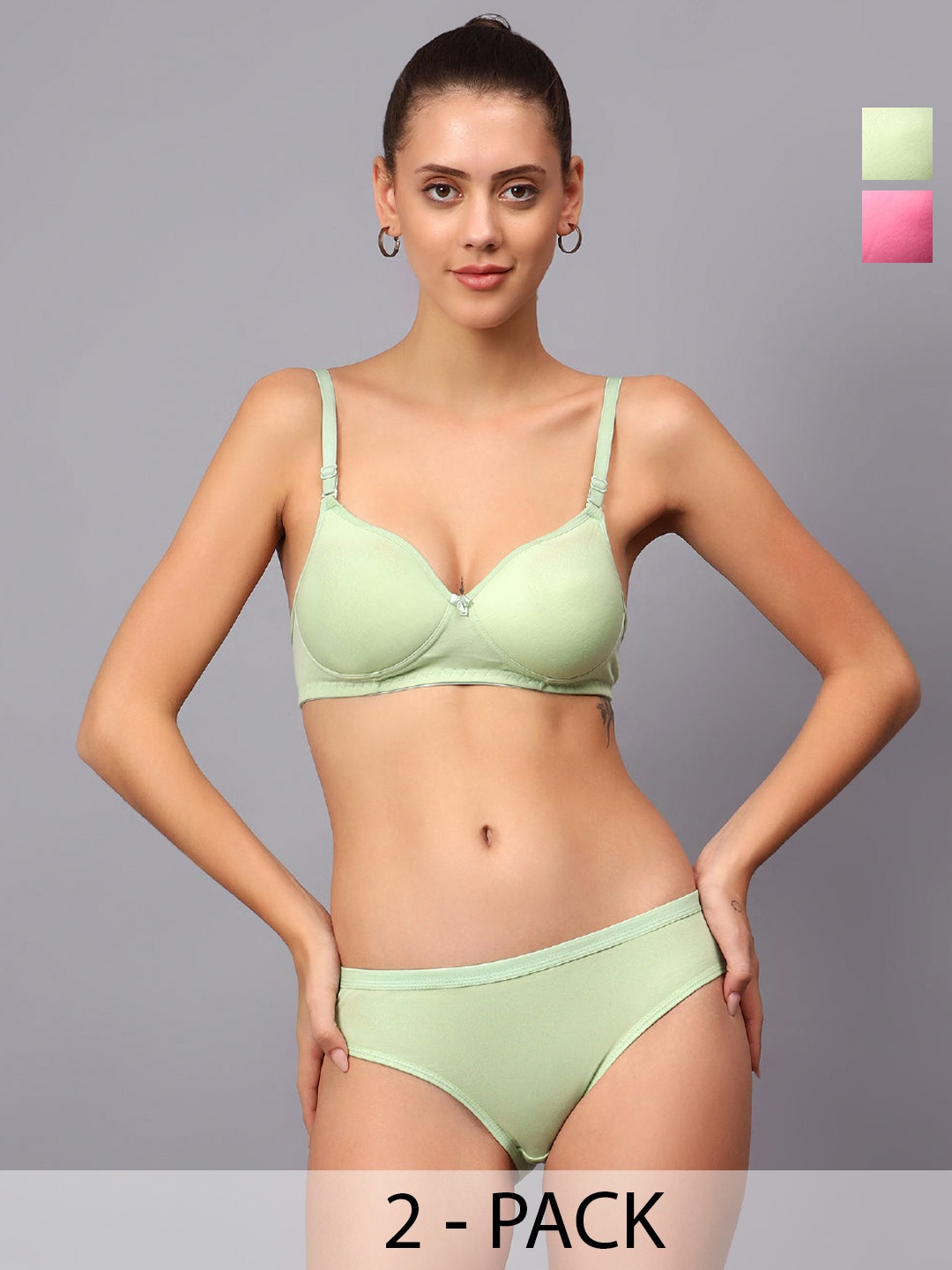 

ACCEZORY Pack Of 2 Lightly-Padded Lingerie Set AC-LS2LPLG-30B-Pink