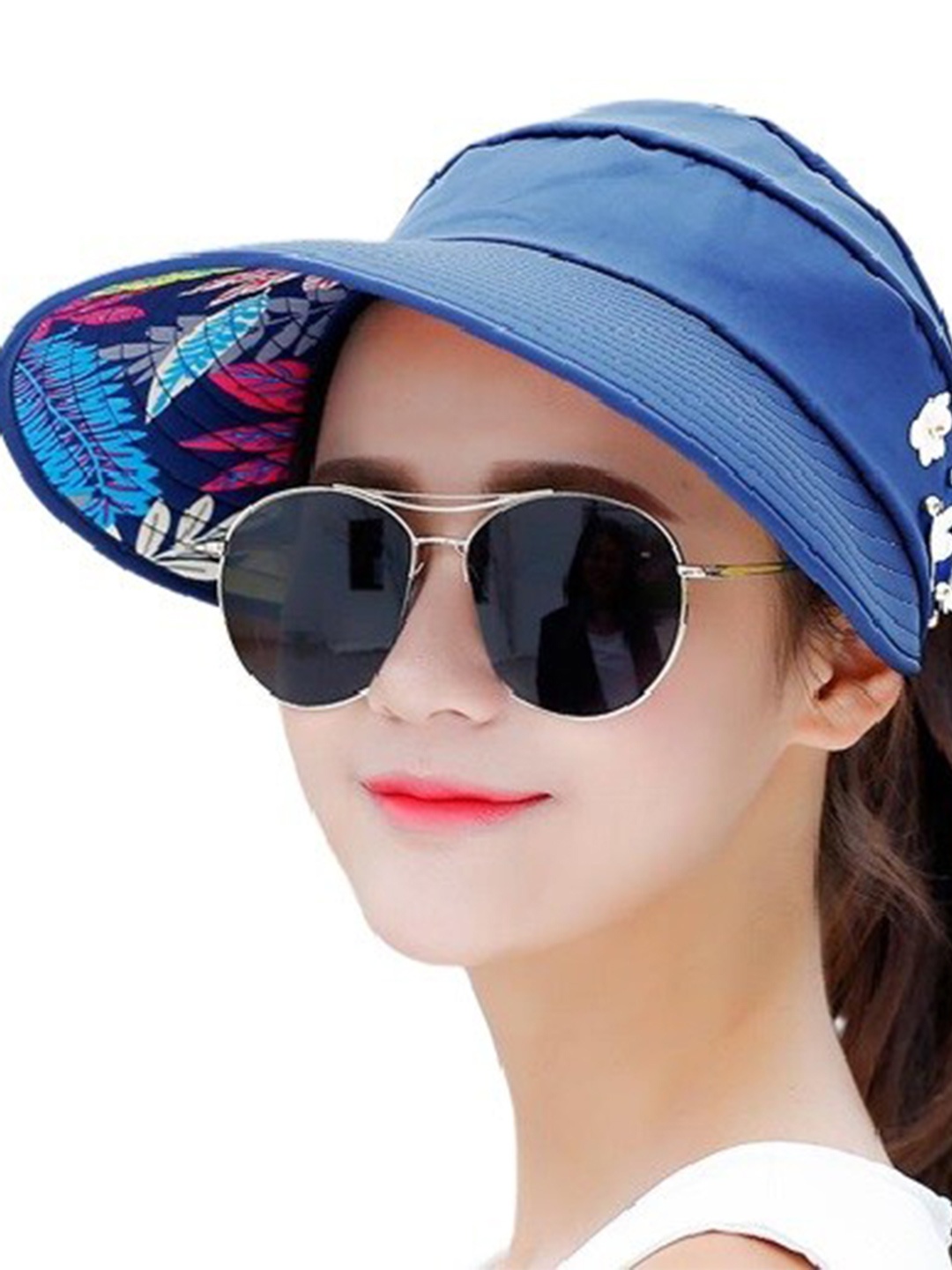 

Alexvyan Women Floral Printed Visor Cap, Blue