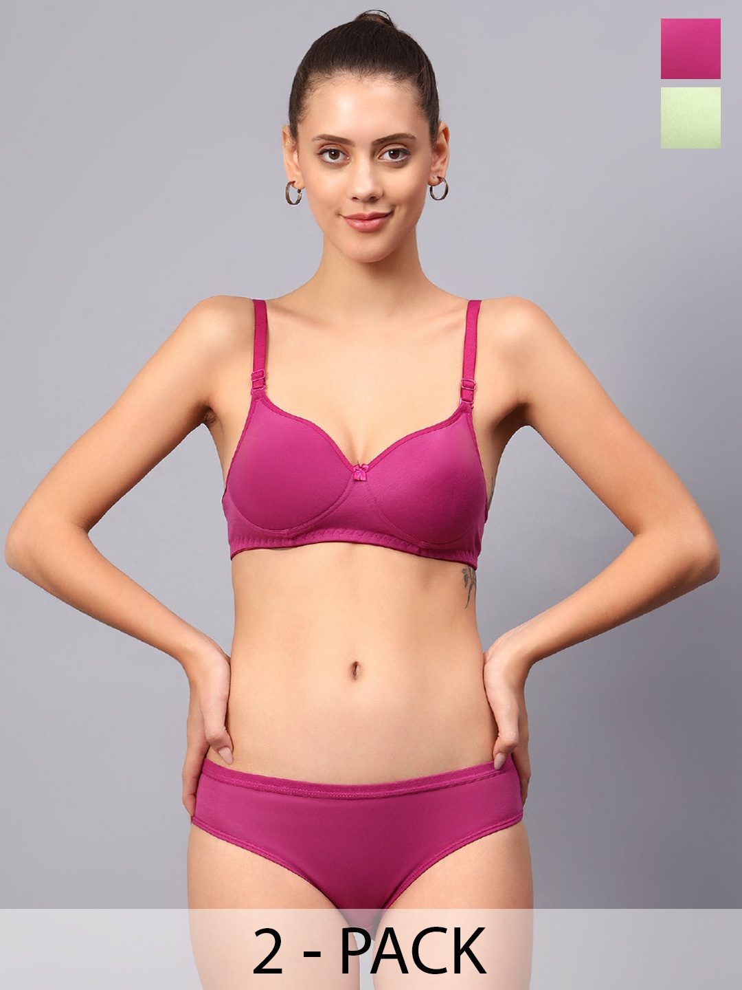 

ACCEZORY Pack Of 2 Lightly Padded Lingerie Sets ACLS2LGDP-30B-Sea Green