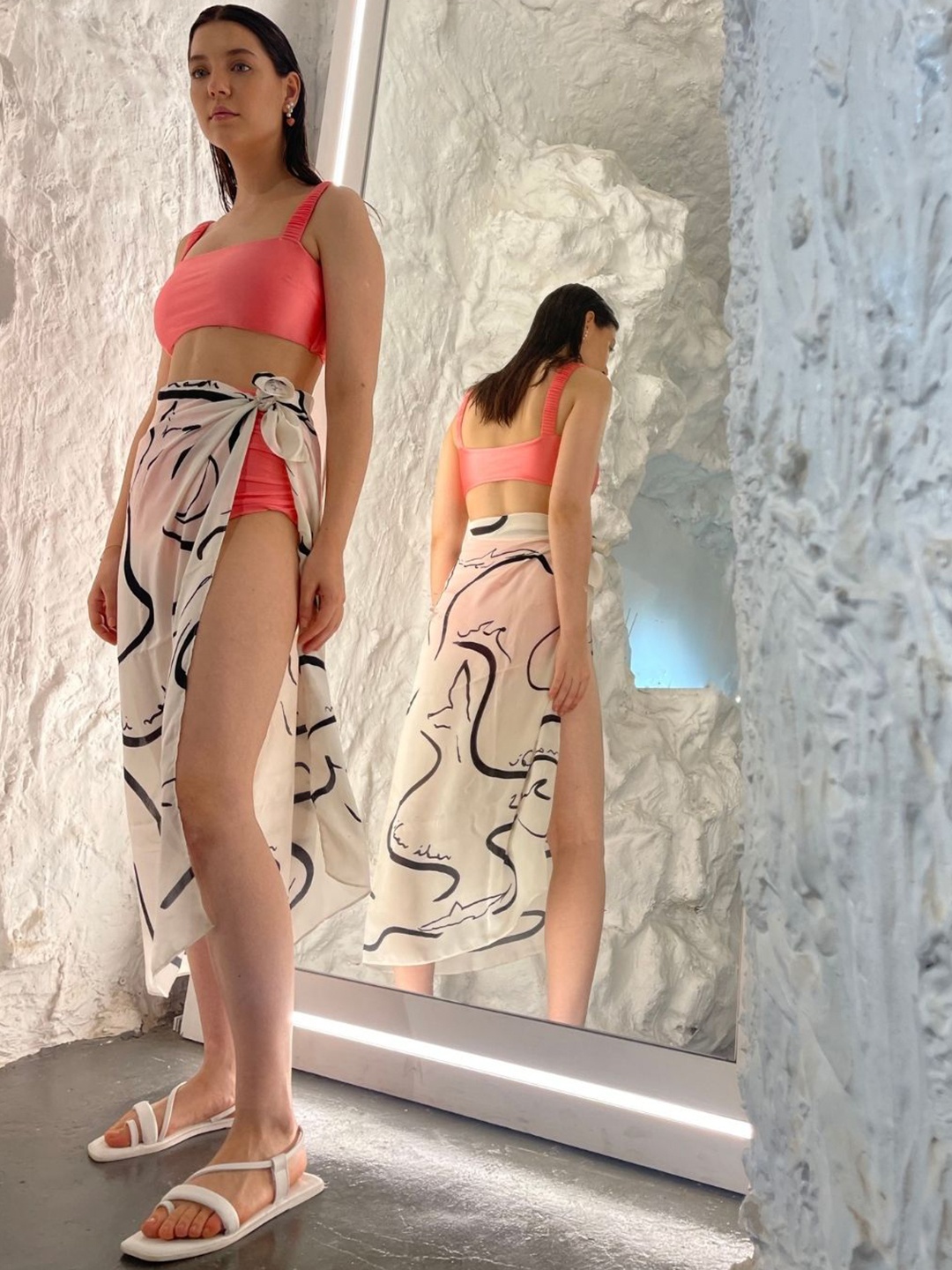 

NADI NADI Two Piece Shoulder Straps Swim Set, Peach