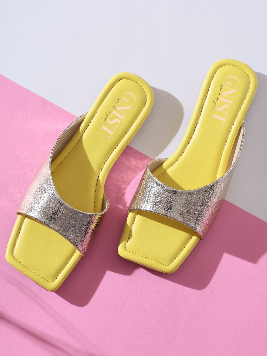 

GNIST Embellished Open Toe Flats, Yellow