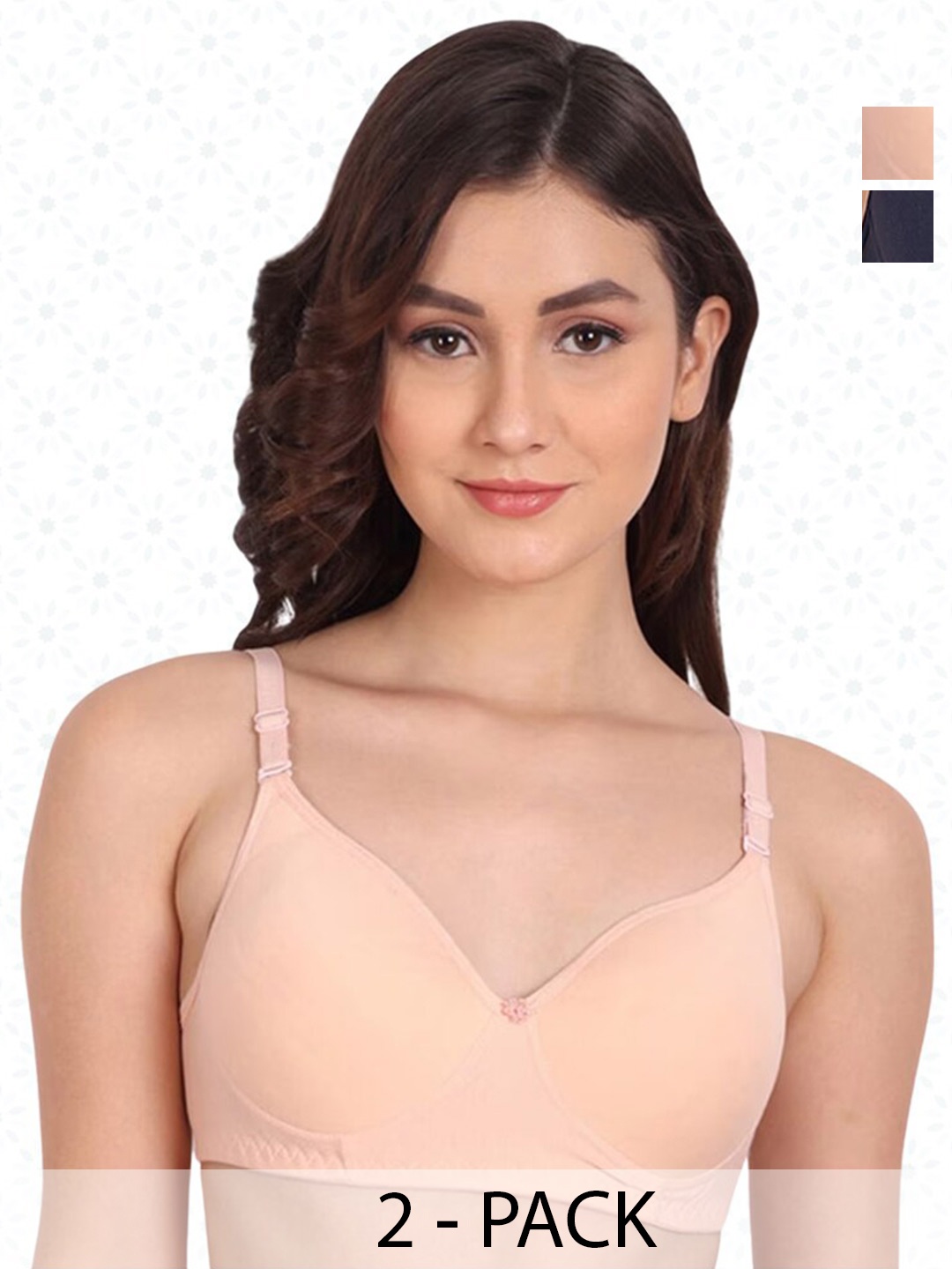 

ACCEZORY Pack Of 2 Full Coverage Lightly Padded T-Shirt Bra With All Day Comfort, Peach