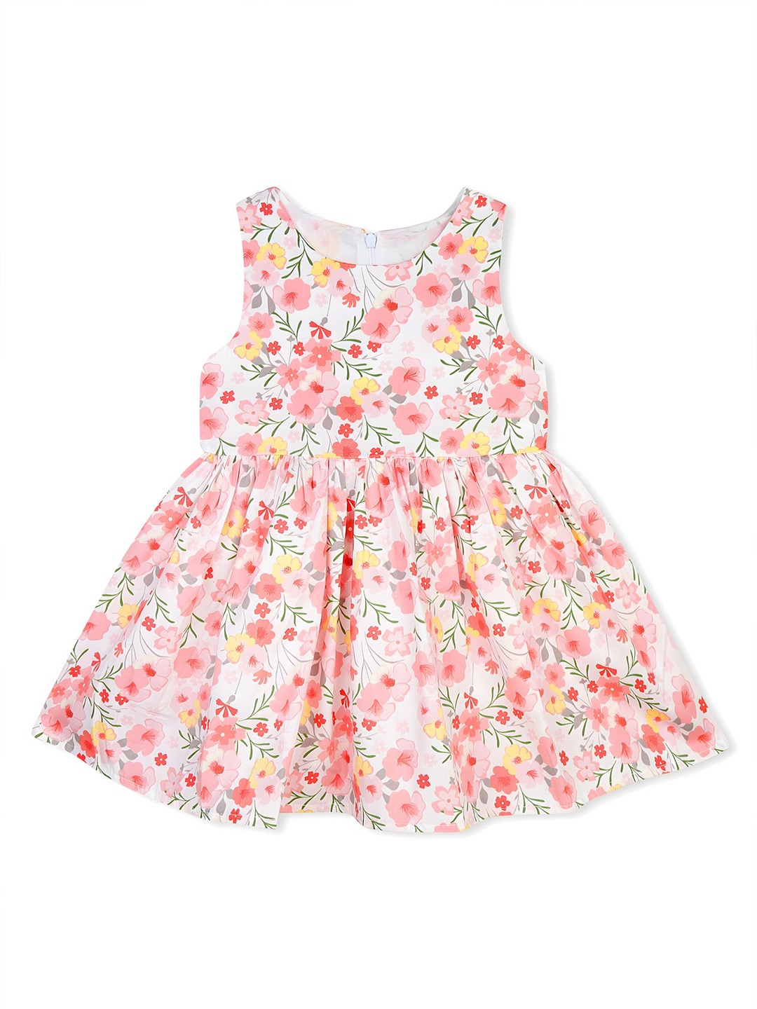 

BAESD Girls Floral Print Round Neck Cotton Peplum Dress, Red
