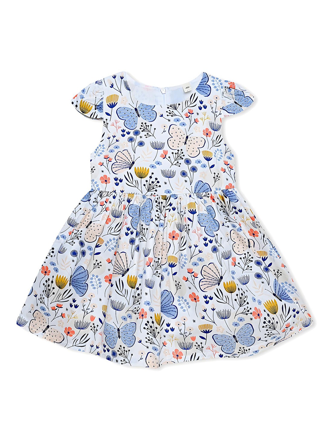 

BAESD Girls Conversational Printed Cotton A-Line Dress, Blue