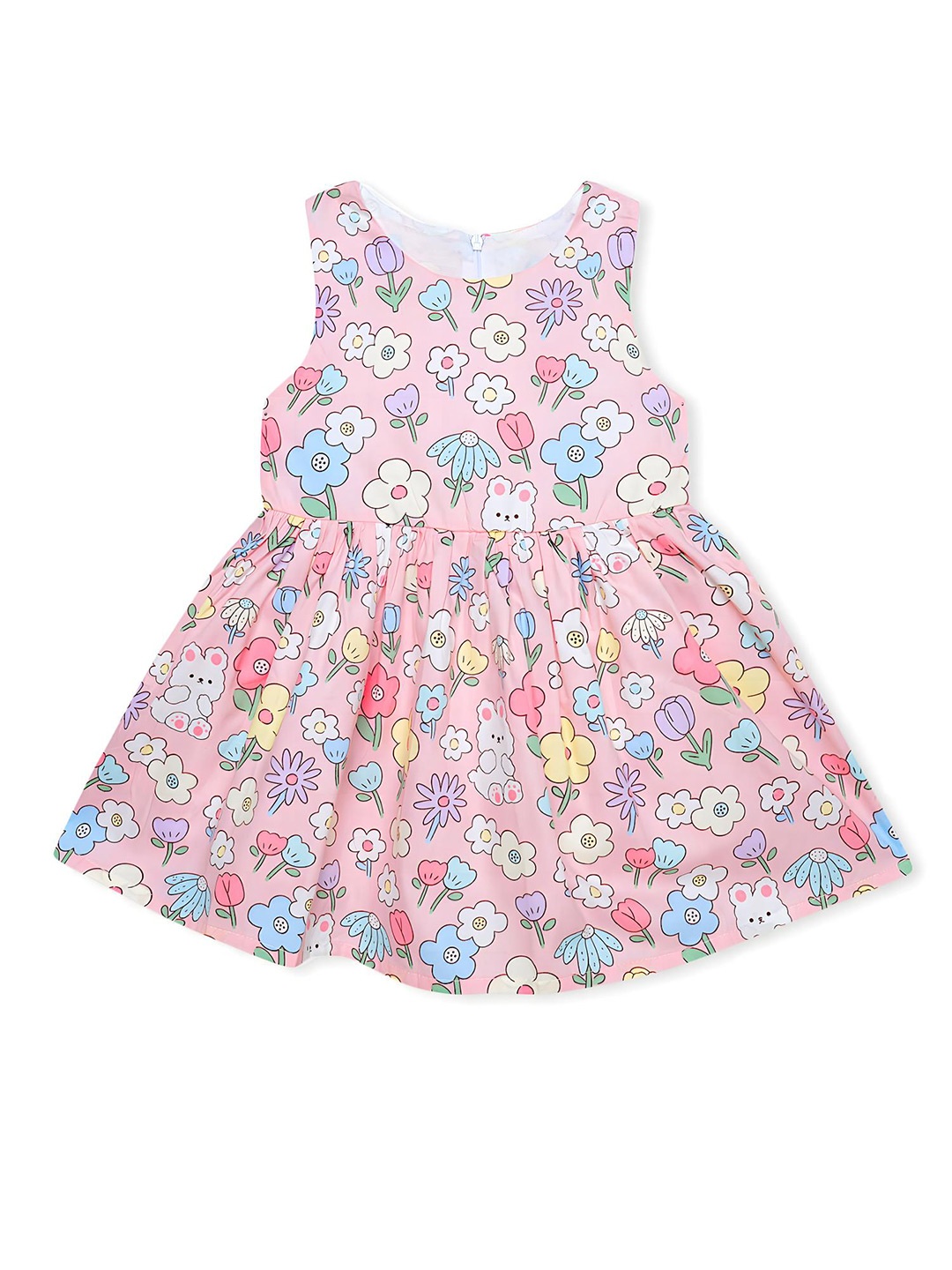 

BAESD Girls Floral Printed A-Line Cotton Dress, Pink