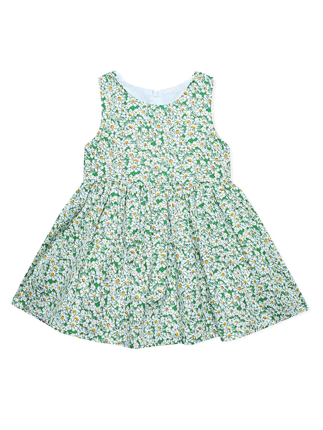 

BAESD Girls Floral Print Round Neck Sleeveless A-Line Dress, Green
