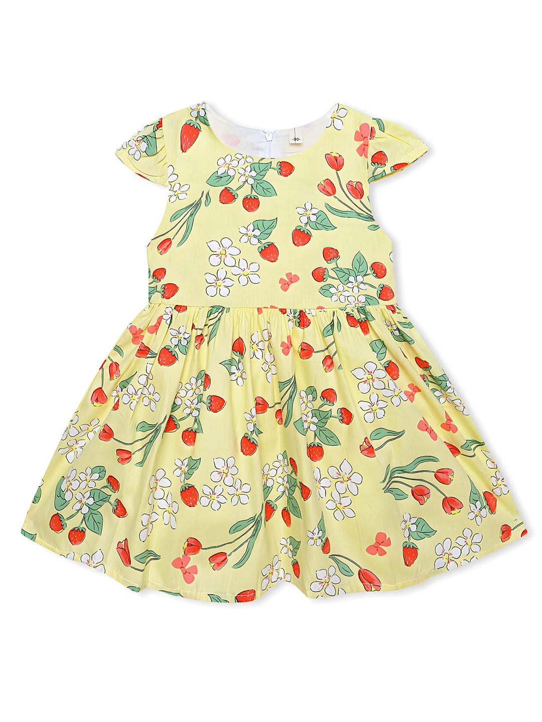 

BAESD Girls Floral Print Round Neck Cotton Fit & Flare Dress, Yellow