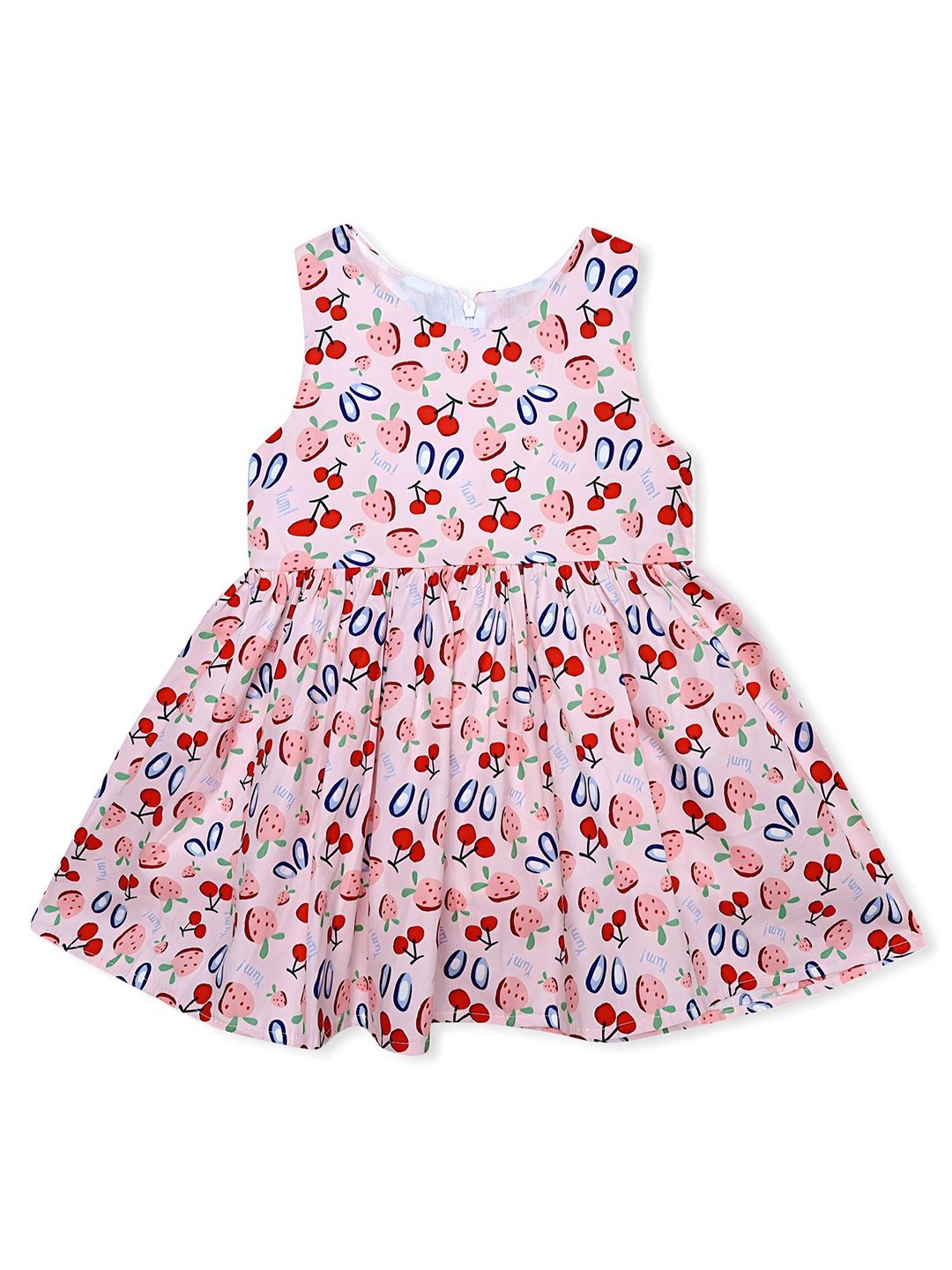 

BAESD Girls Conversational Print Round Neck Sleeveless Fit & Flare Dress, Pink