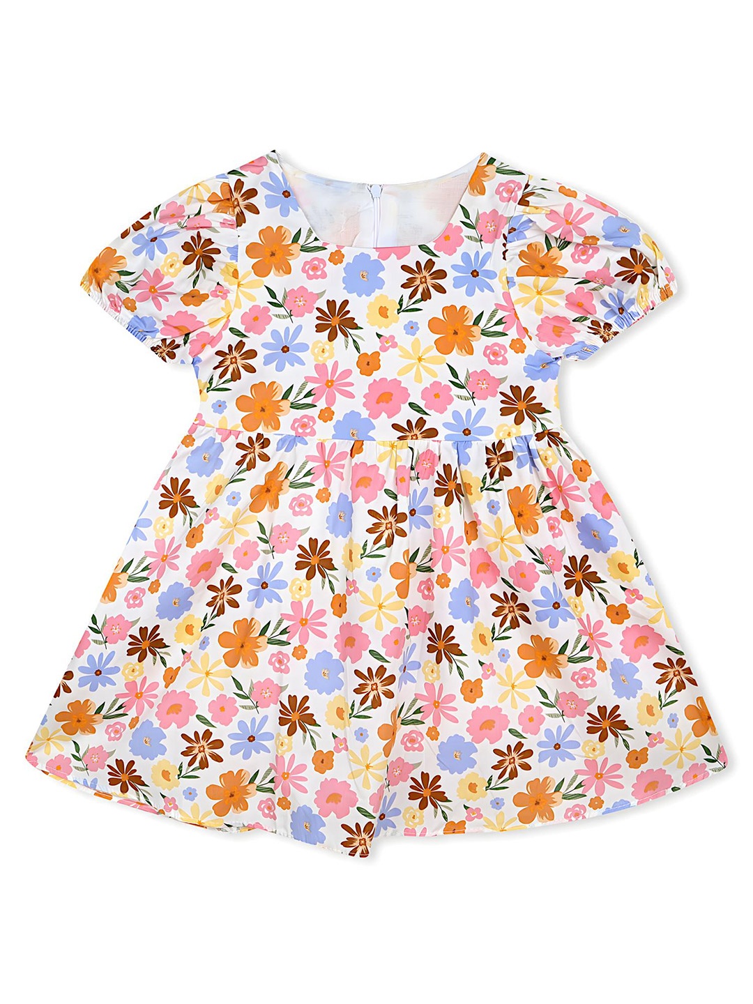 

BAESD Girls Floral Print Square Neck Cotton Fit & Flare Dress, Pink