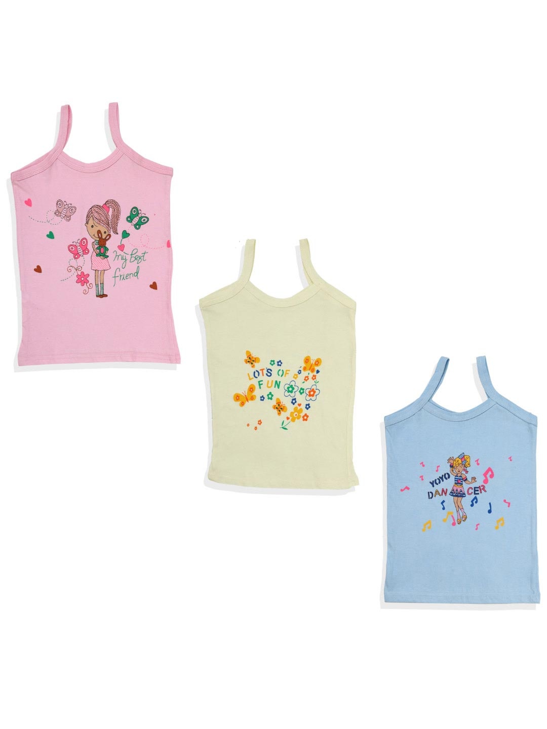 

BAESD Girls Pack Of 3 Printed Cotton Camisoles, Pink