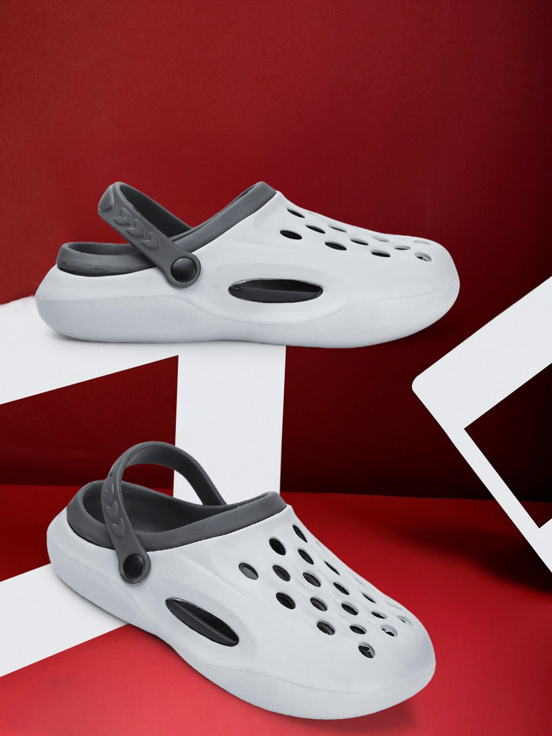 

The Roadster Lifestyle Co. Men Grey Clogs With Laser Cut & Backstrap