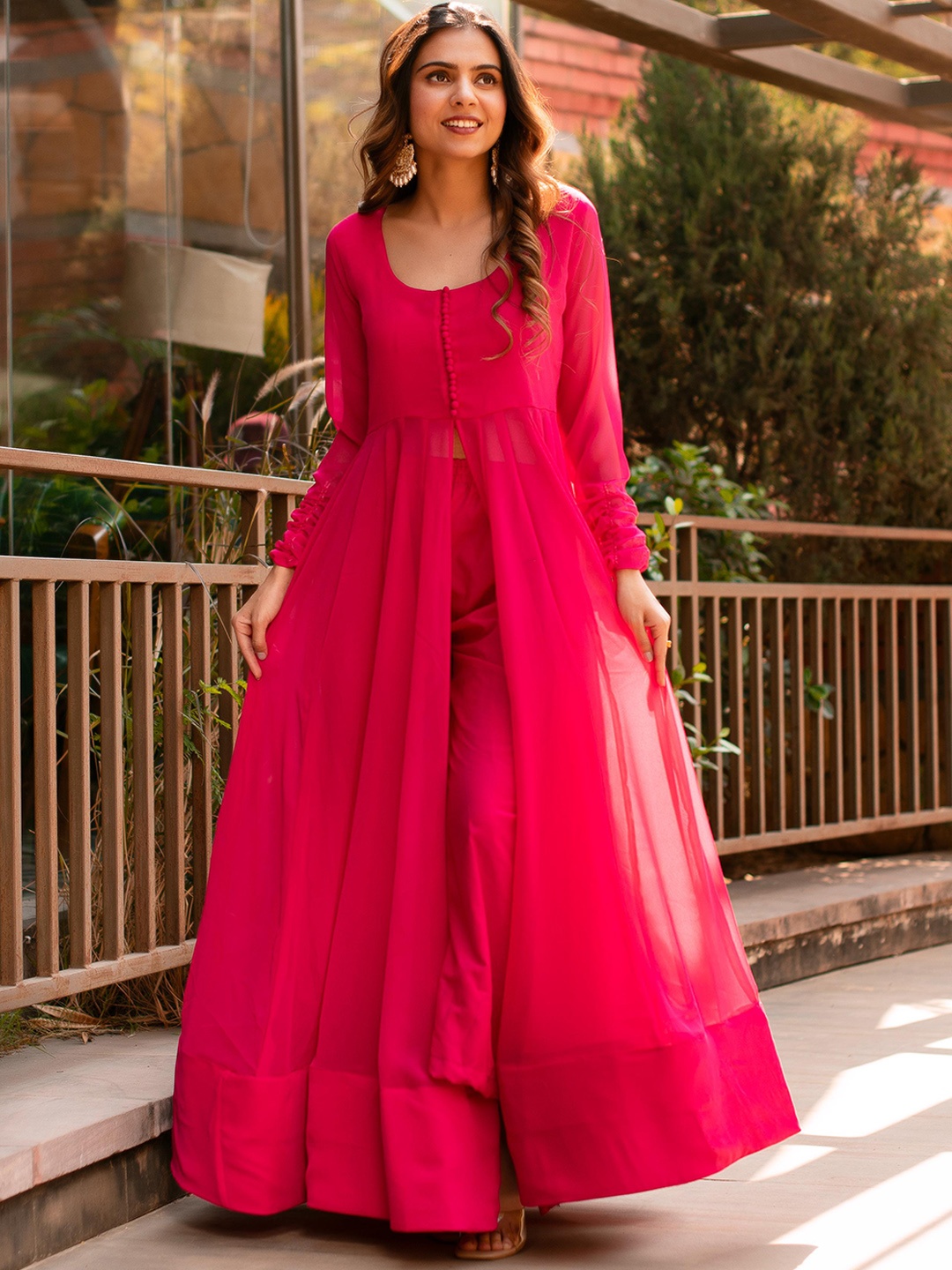 

Calmna Square Neck Longline Tunic With Trouser, Magenta