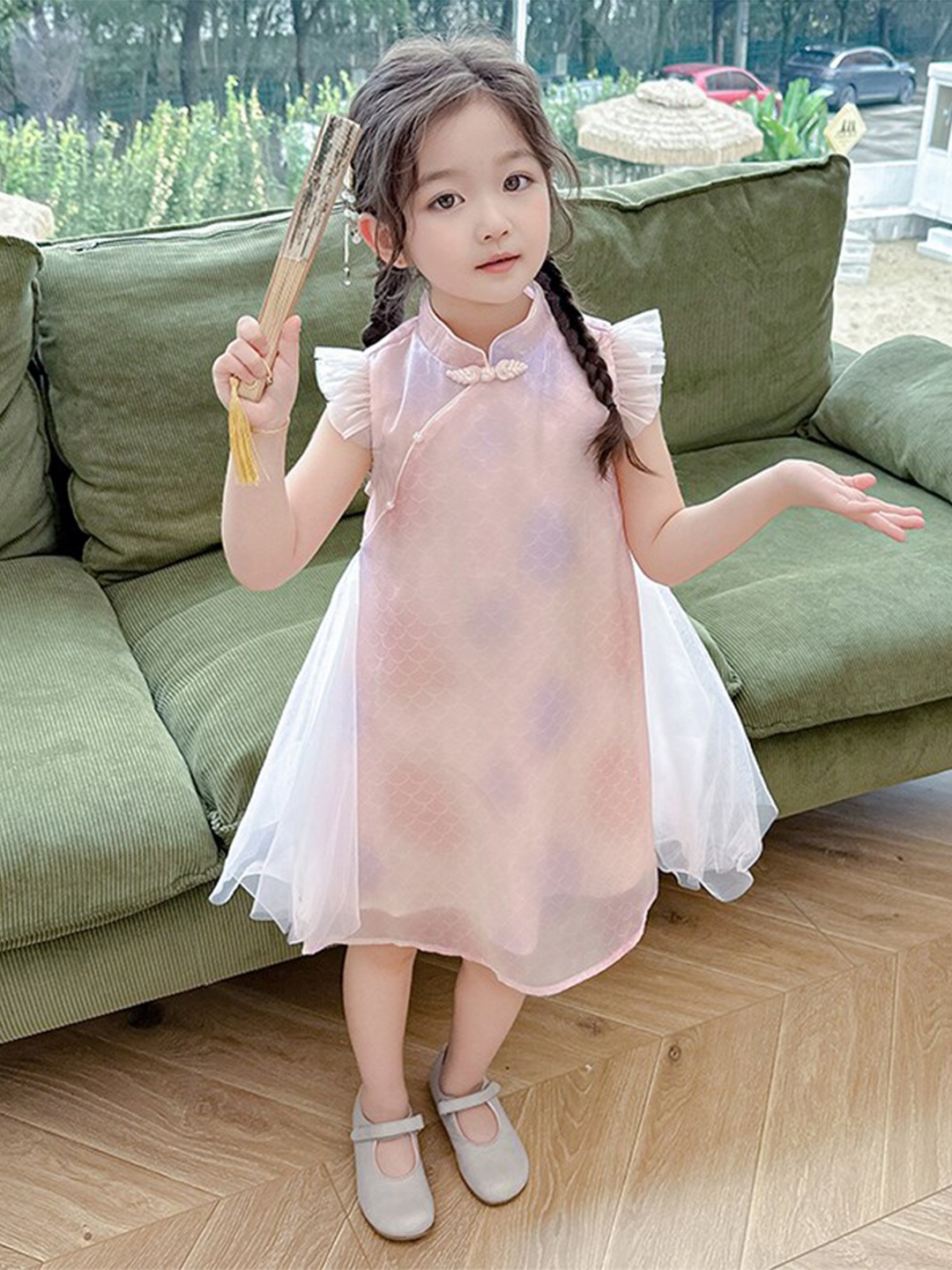 

StyleCast x Revolte Girls Pink Mandarin Collar A-Line Dress