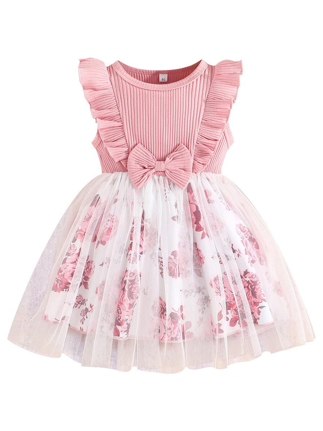 

StyleCast x Revolte Pink & White Embellished Fit & Flare Dress
