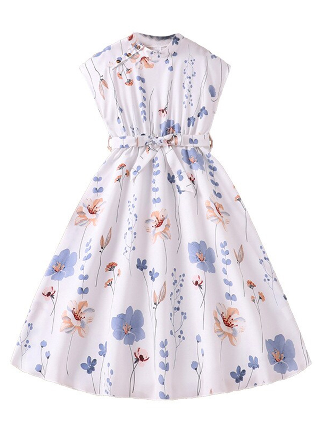 

StyleCast x Revolte Girls Floral Printed Extended Sleeves Fit & Flare Maxi Dress, White