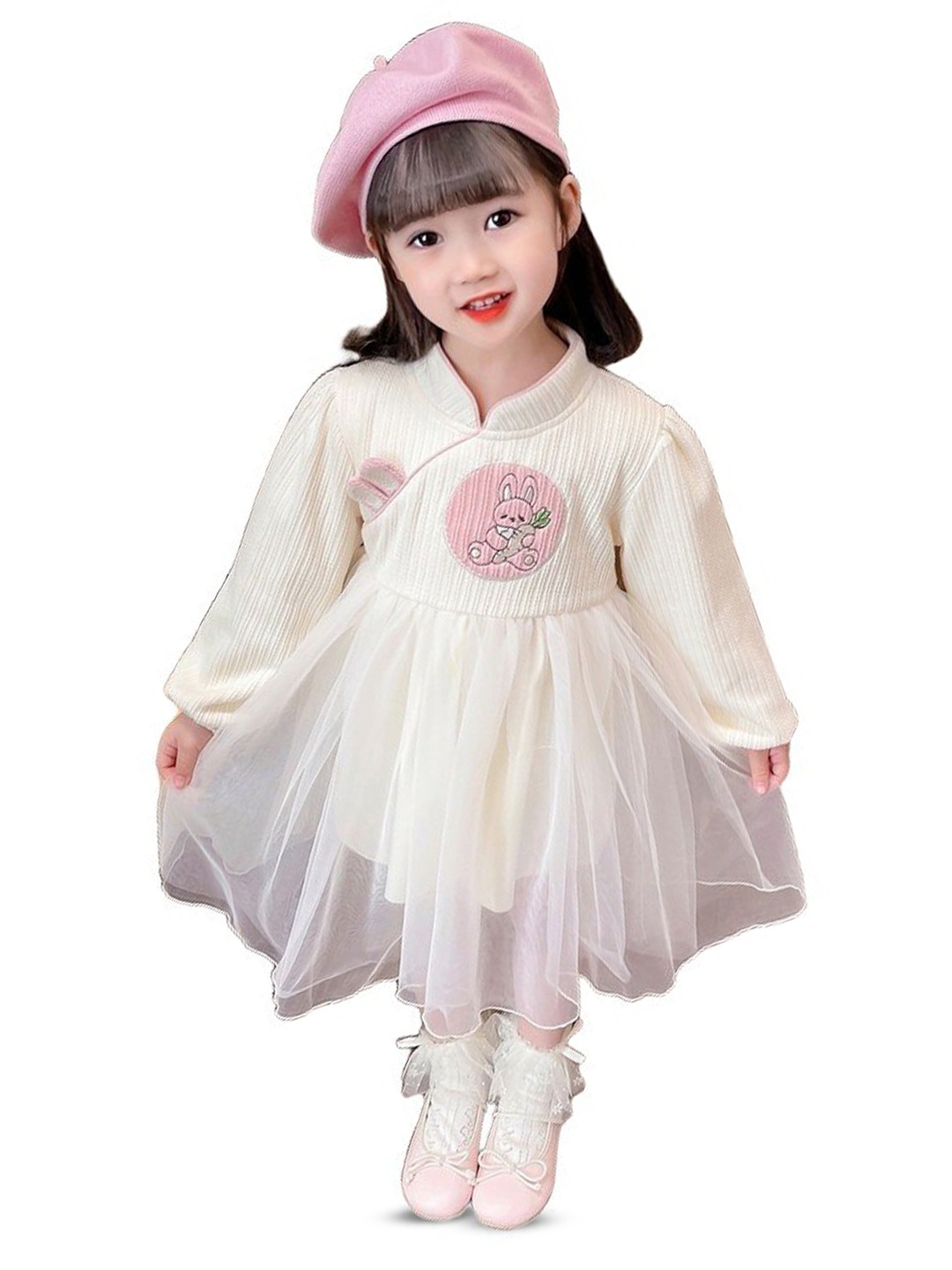 

StyleCast x Revolte Girls Mandarin Collar Fit & Flare Maxi Dress, Off white