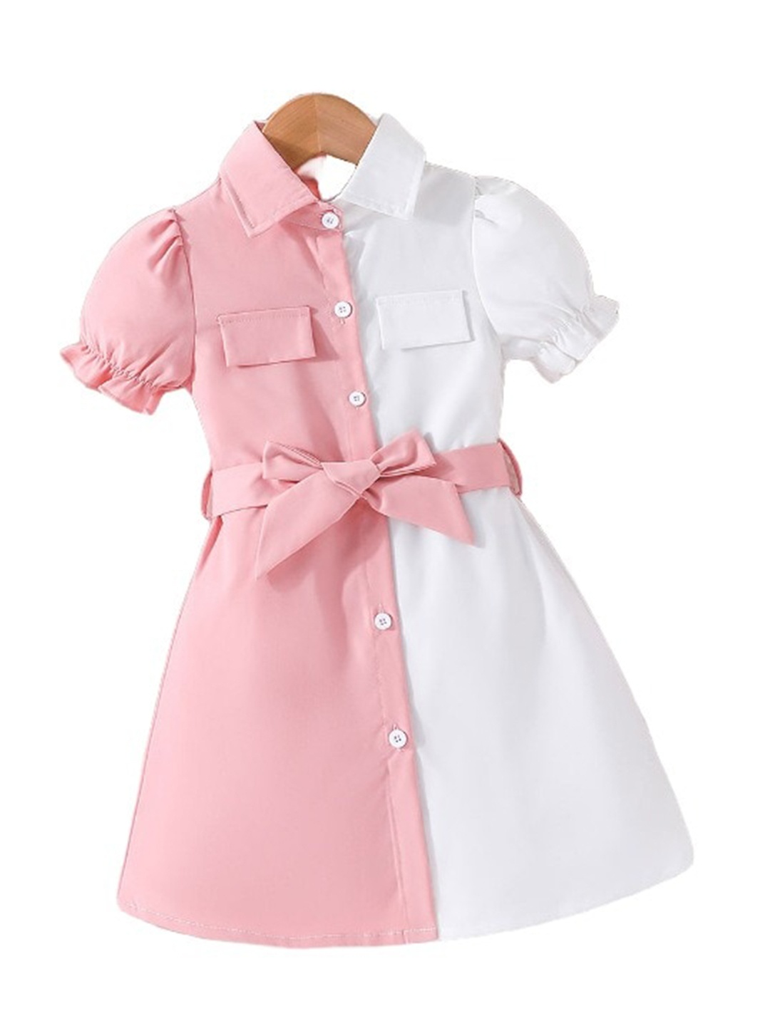 

StyleCast x Revolte Girls Colourblocked Puff Sleeves Shirt Dress, Pink