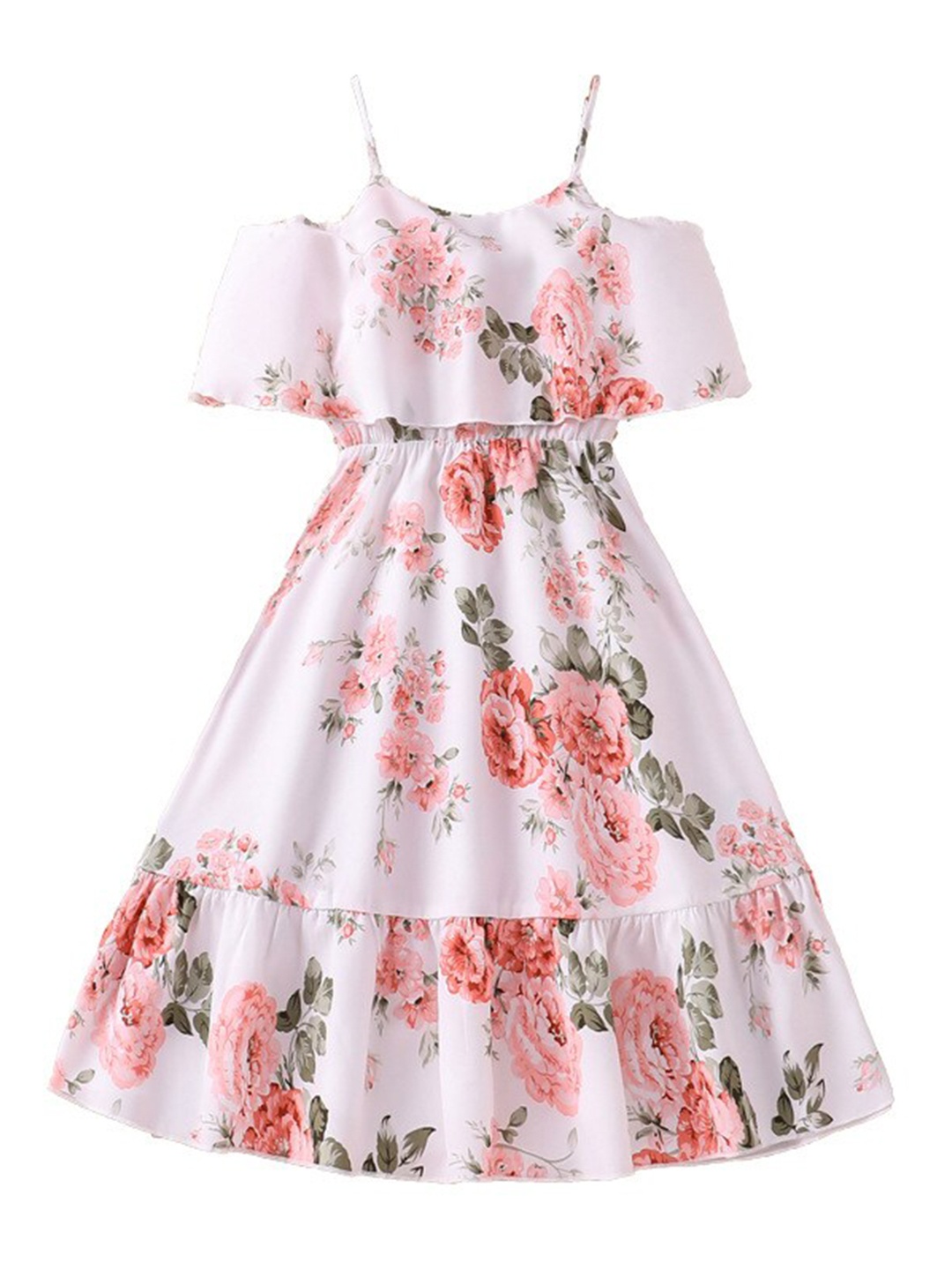 

StyleCast x Revolte White Floral Print Flared Sleeve Layered A-Line Maxi Dress