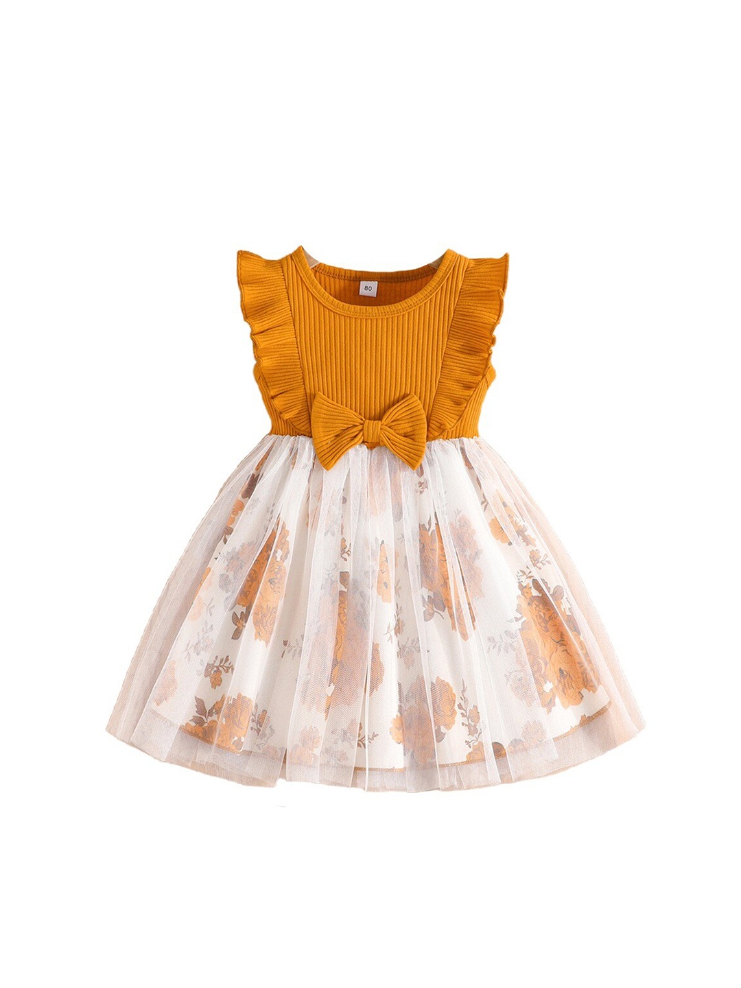 

StyleCast x Revolte Yellow & White Printed Fit & Flare Dress