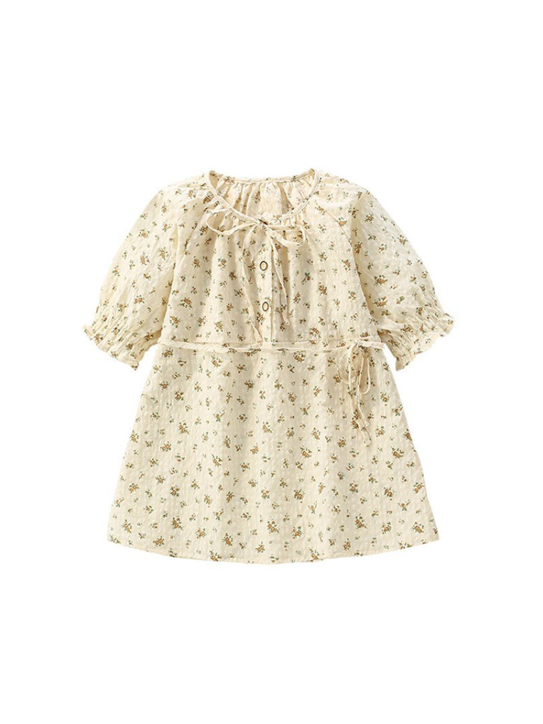 

StyleCast x Revolte Beige & Brown Floral Printed Cotton A-Line Dress