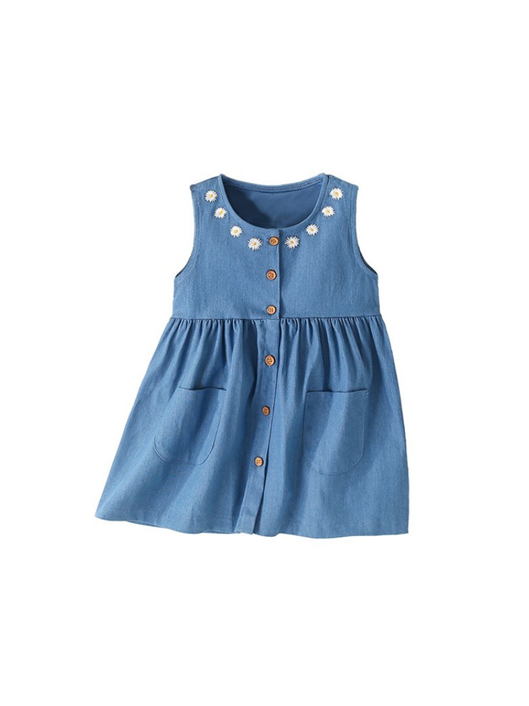 

StyleCast x Revolte Girls Blue Round Neck Cotton A-Line Dress