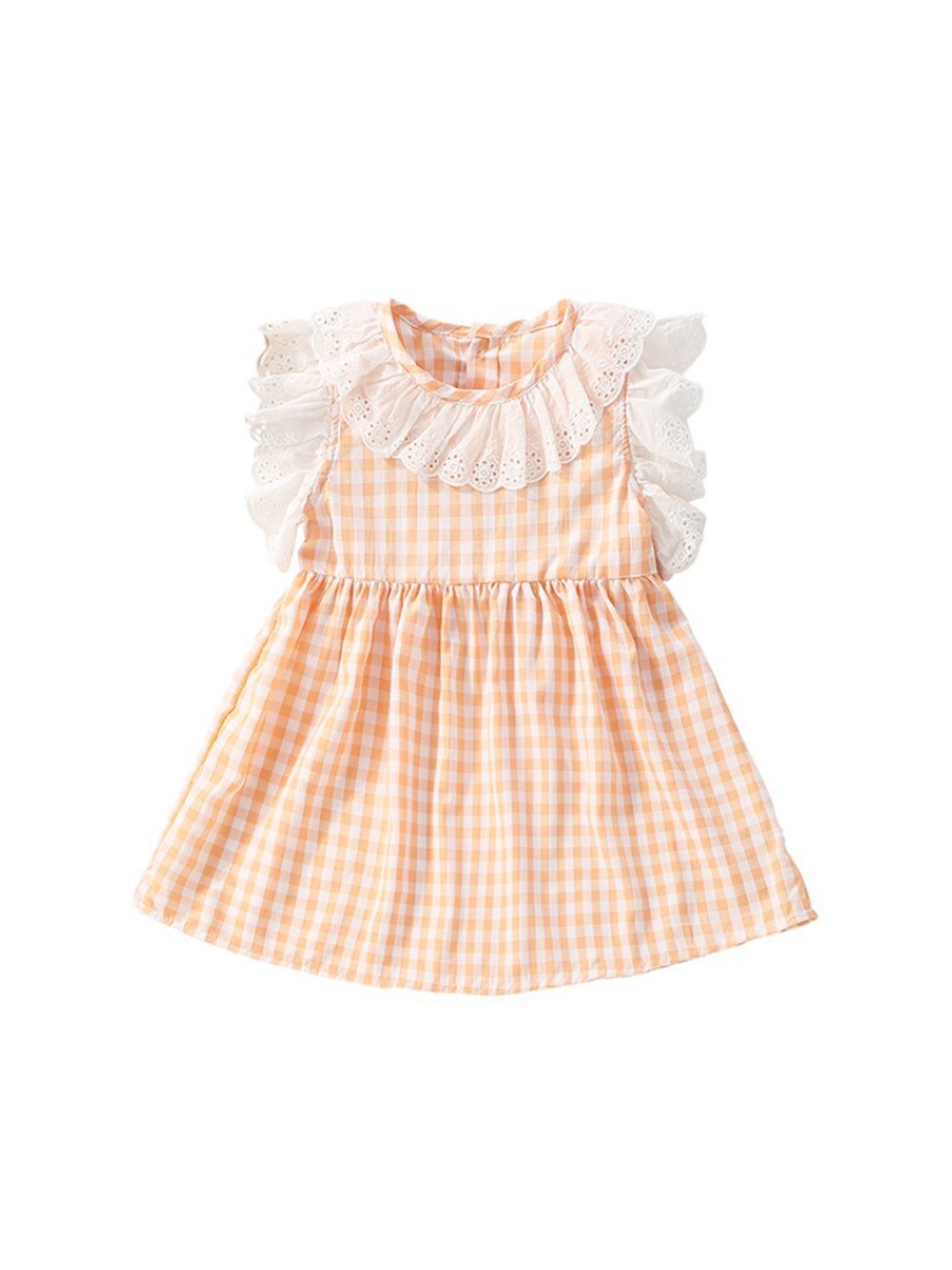 

StyleCast x Revolte Girls Round Neck Orange Checked A-Line Dress