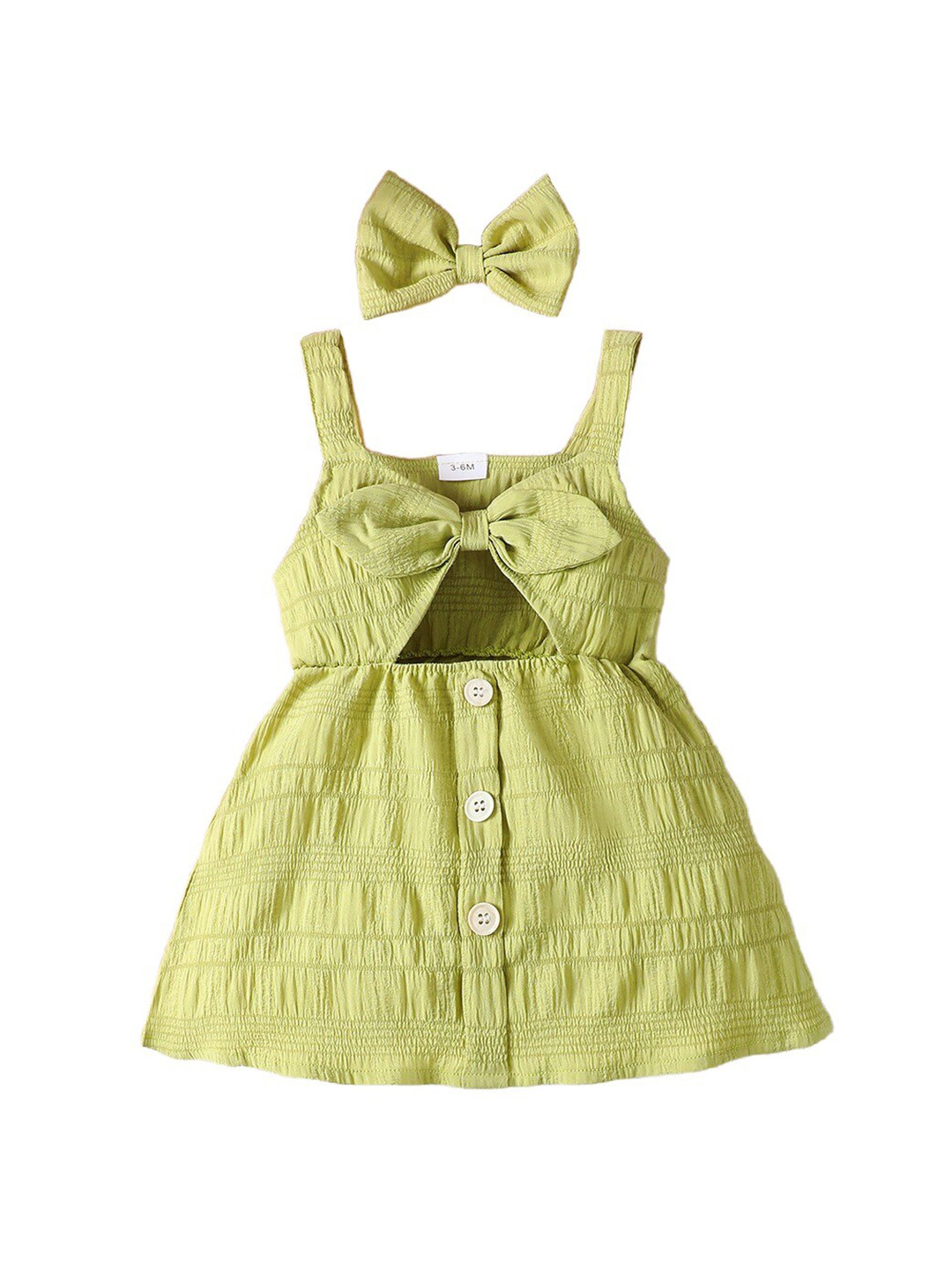 

StyleCast x Revolte Girls Cut-Outs Cotton A-Line Fit & Flare Dress With Head Band, Green