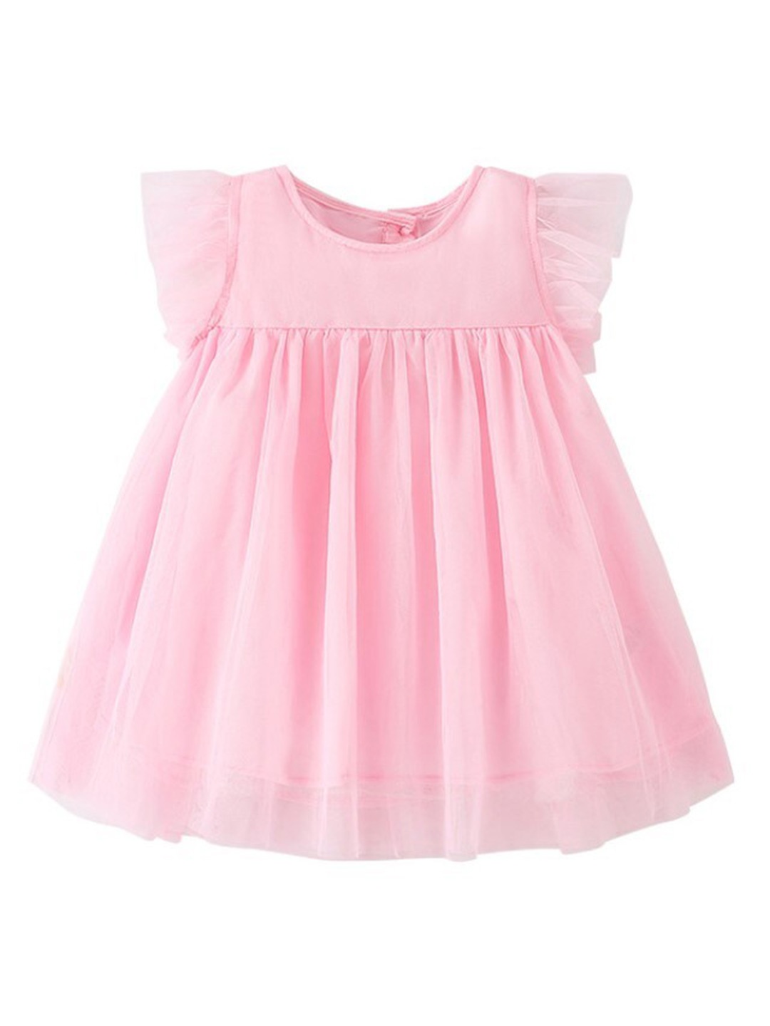 

StyleCast x Revolte Pink Flutter Sleeve Cotton Fit & Flare Dress