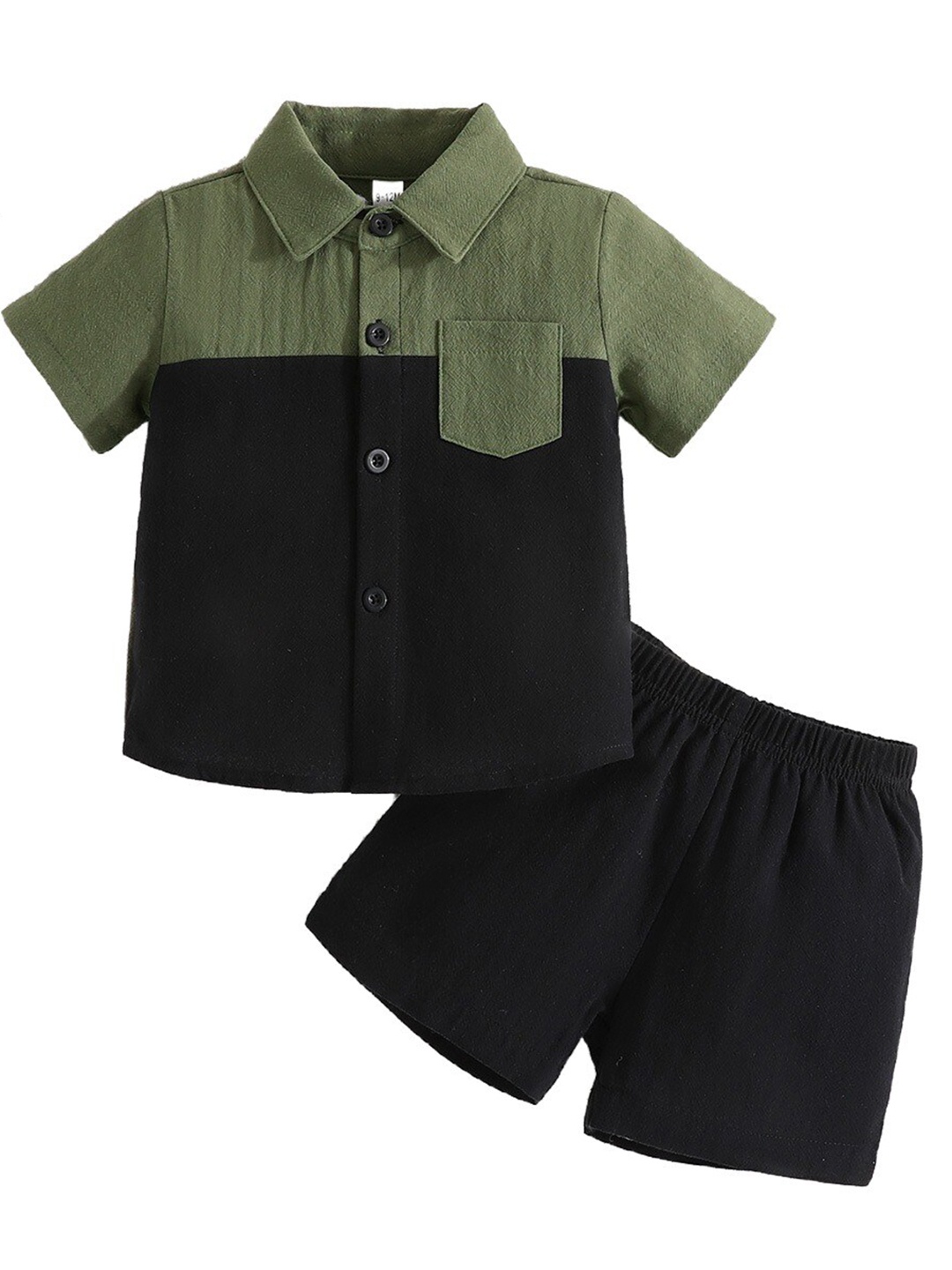 

StyleCast x Revolte Boys Colourblocked Shirt With Shorts, Green