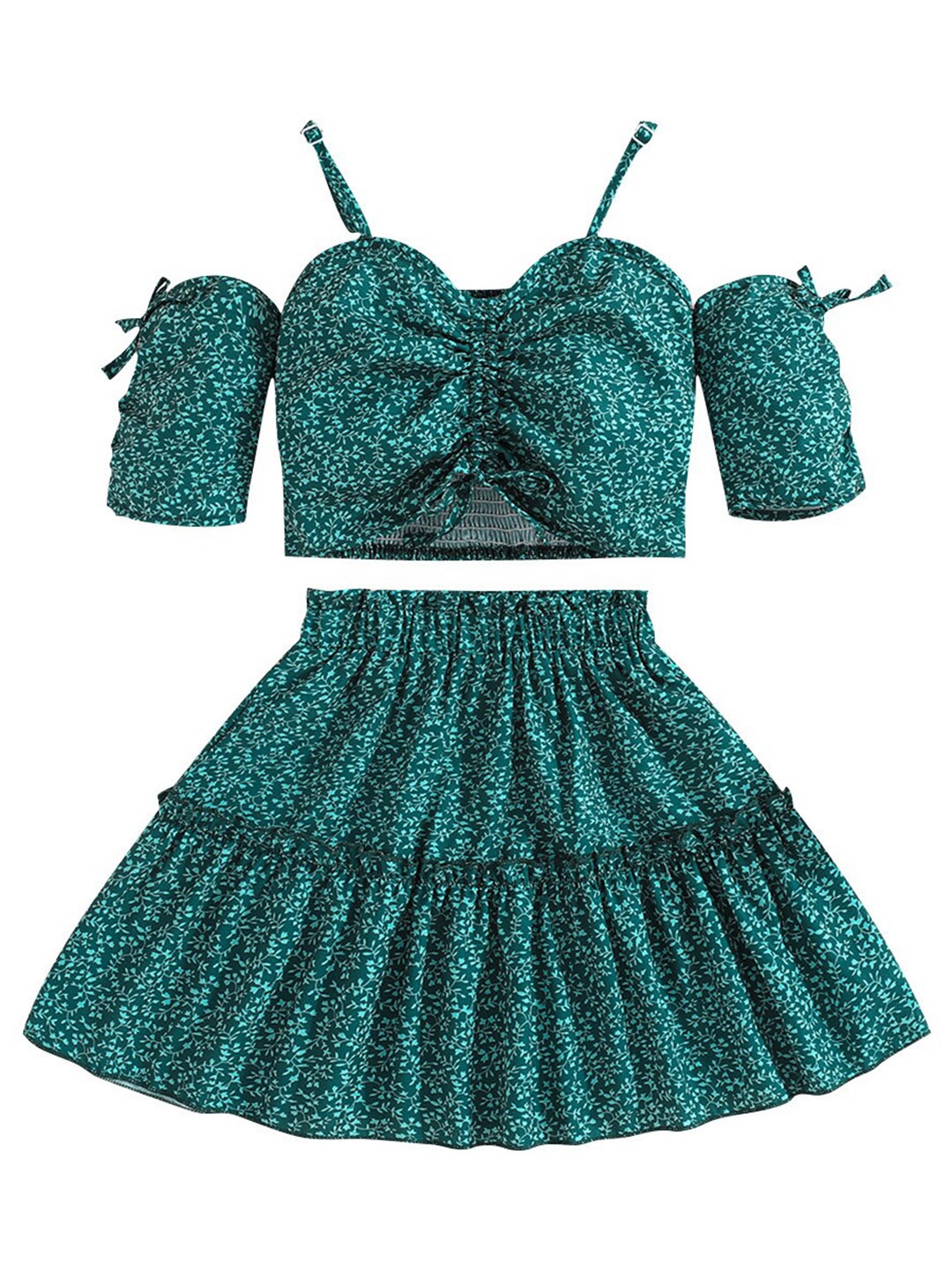 

StyleCast x Revolte Girls Printed Top with Skirt, Green