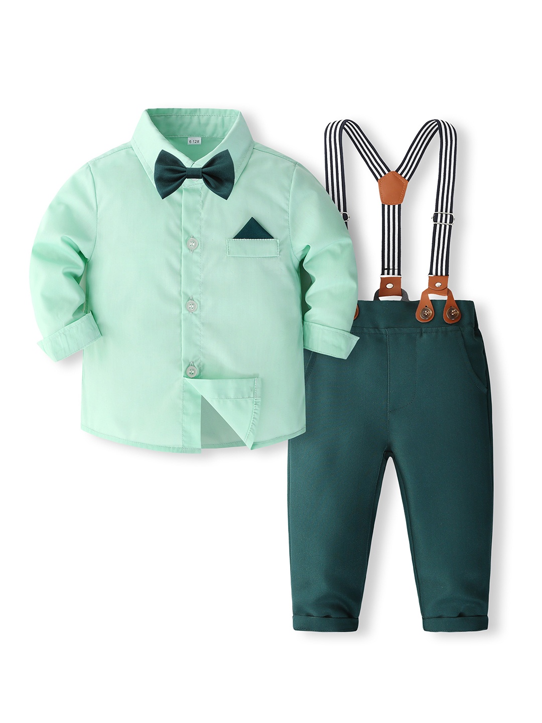 

StyleCast x Revolte Boys Long Sleeves Pure Cotton Shirt With Trousers, Green