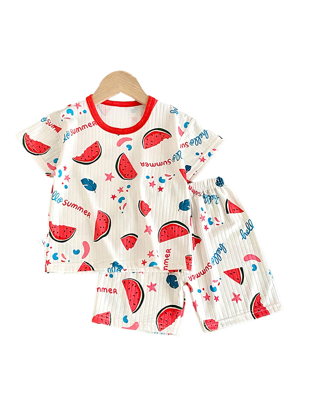 

StyleCast x Revolte Girls Printed Short Sleeves Round Neck Top with Shorts, Red