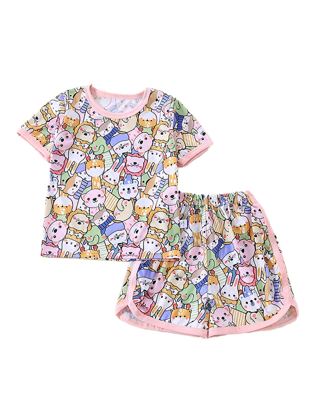 

StyleCast x Revolte Girls Printed Short Sleeves Round Neck Top with Shorts, Pink