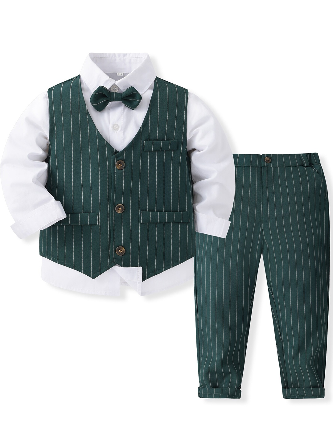 

StyleCast x Revolte Boys Green & White Top with Trousers