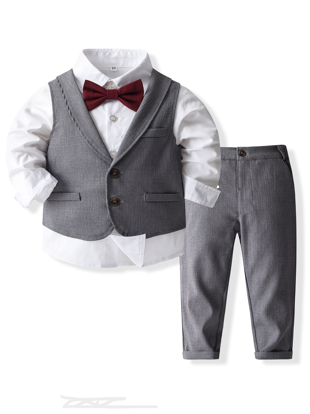 

StyleCast x Revolte Boys Single-Breasted Pure Cotton Three Piece Suit, Grey