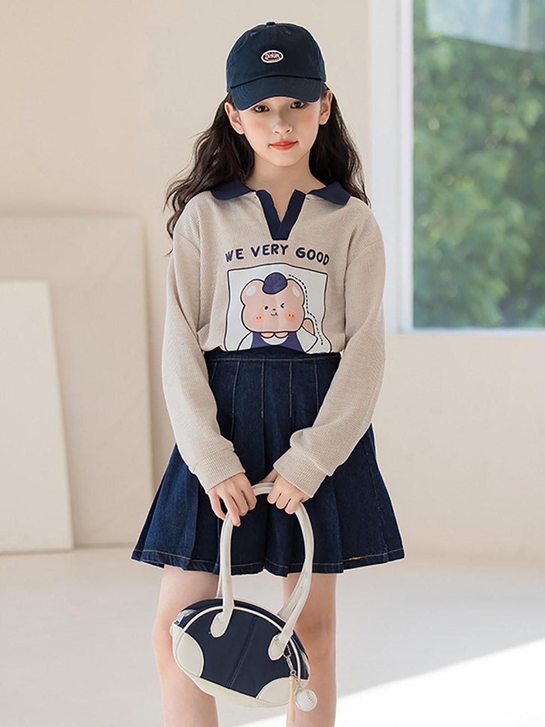 

StyleCast x Revolte Girls Beige & Black Printed T-shirt with Skirt