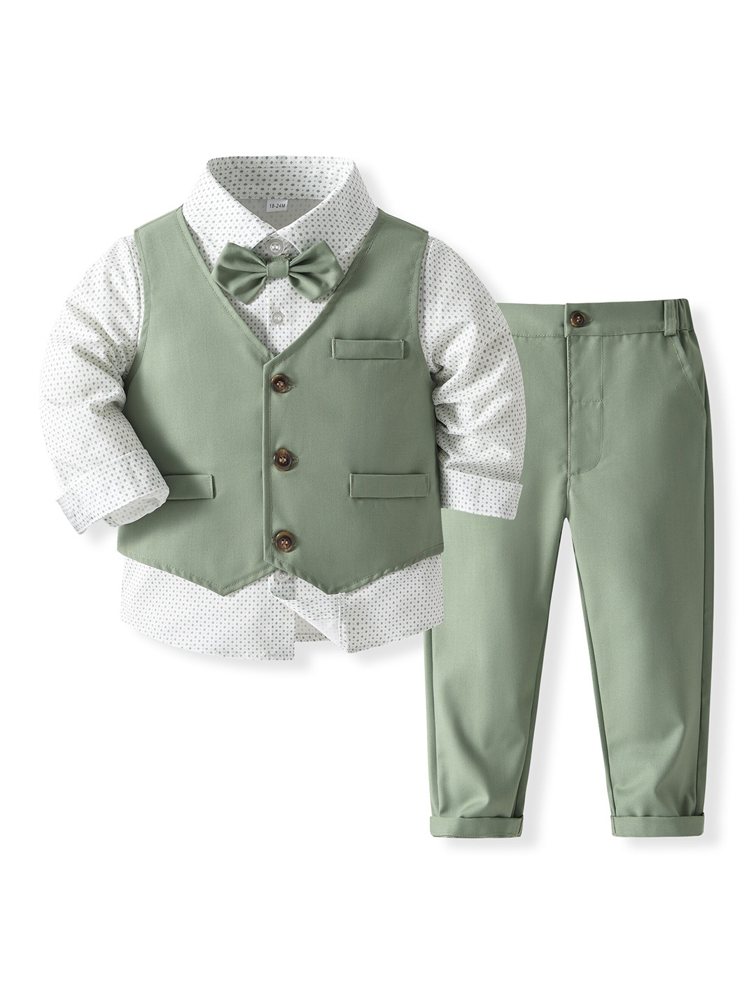 

StyleCast x Revolte Boys Cotton Three Piece Suit, Green