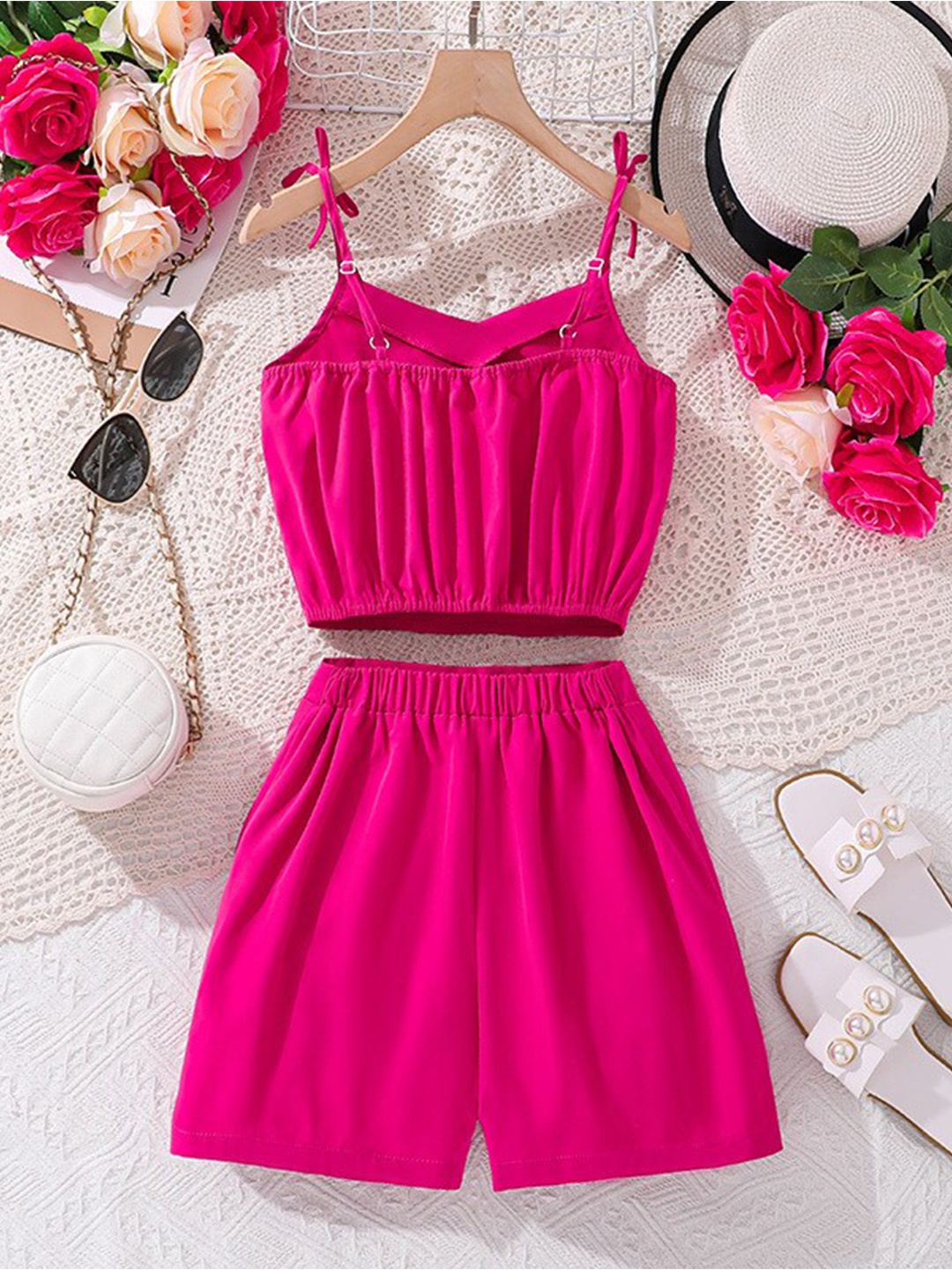 

StyleCast x Revolte Girls Shoulder Straps Top With Shorts, Fuchsia