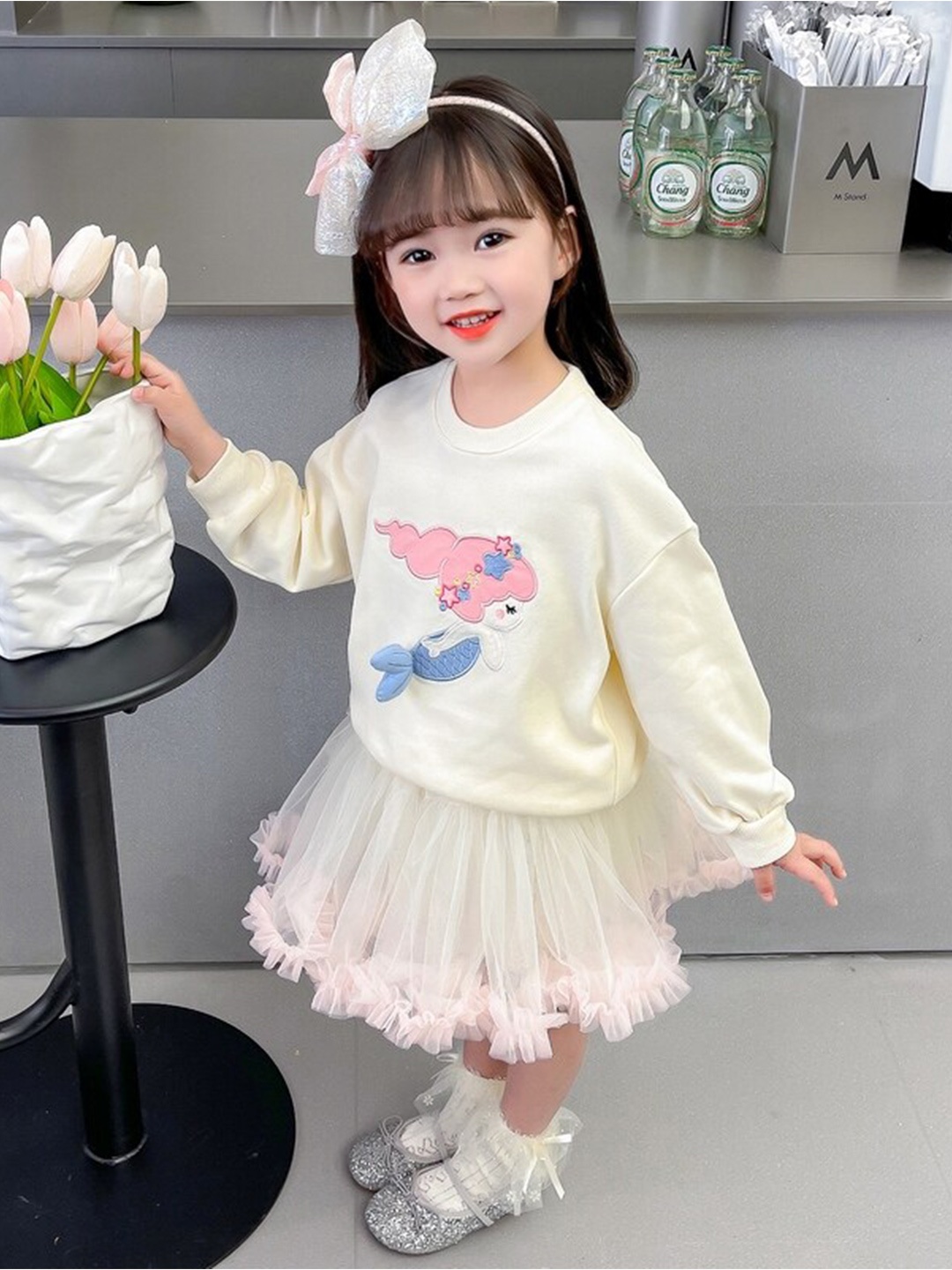 

StyleCast x Revolte Girls Off White Top with Skirt