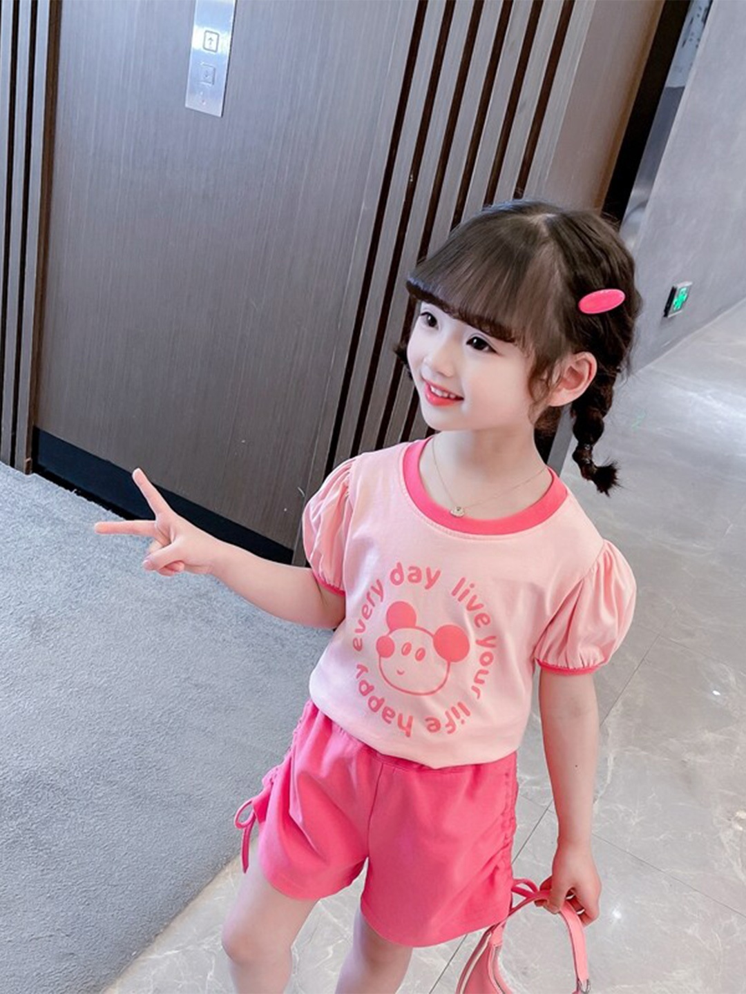 

StyleCast x Revolte Girls Printed Top With Shorts, Pink