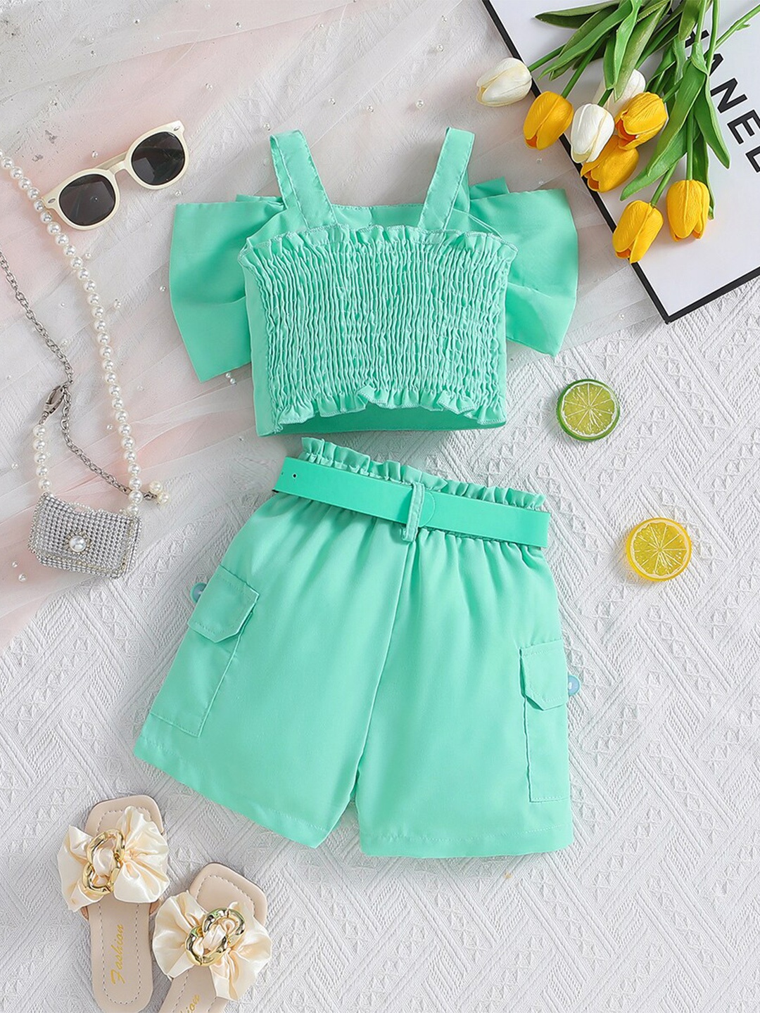 

StyleCast x Revolte Girls Square Neck Top with Shorts, Green