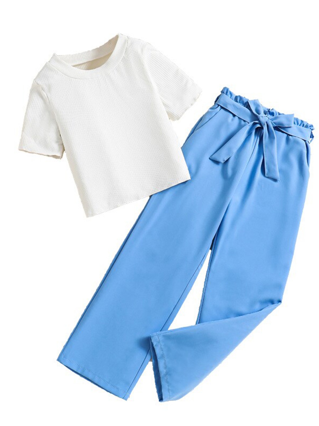 

StyleCast x Revolte Girls Short Sleeves Round Neck Top with Palazzos, Blue