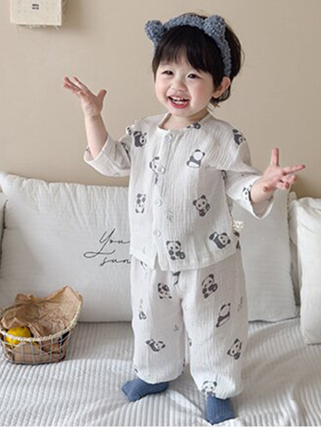 

StyleCast x Revolte Boys Printed Short Sleeves Shirt Collar Top with Pyjamas, Grey